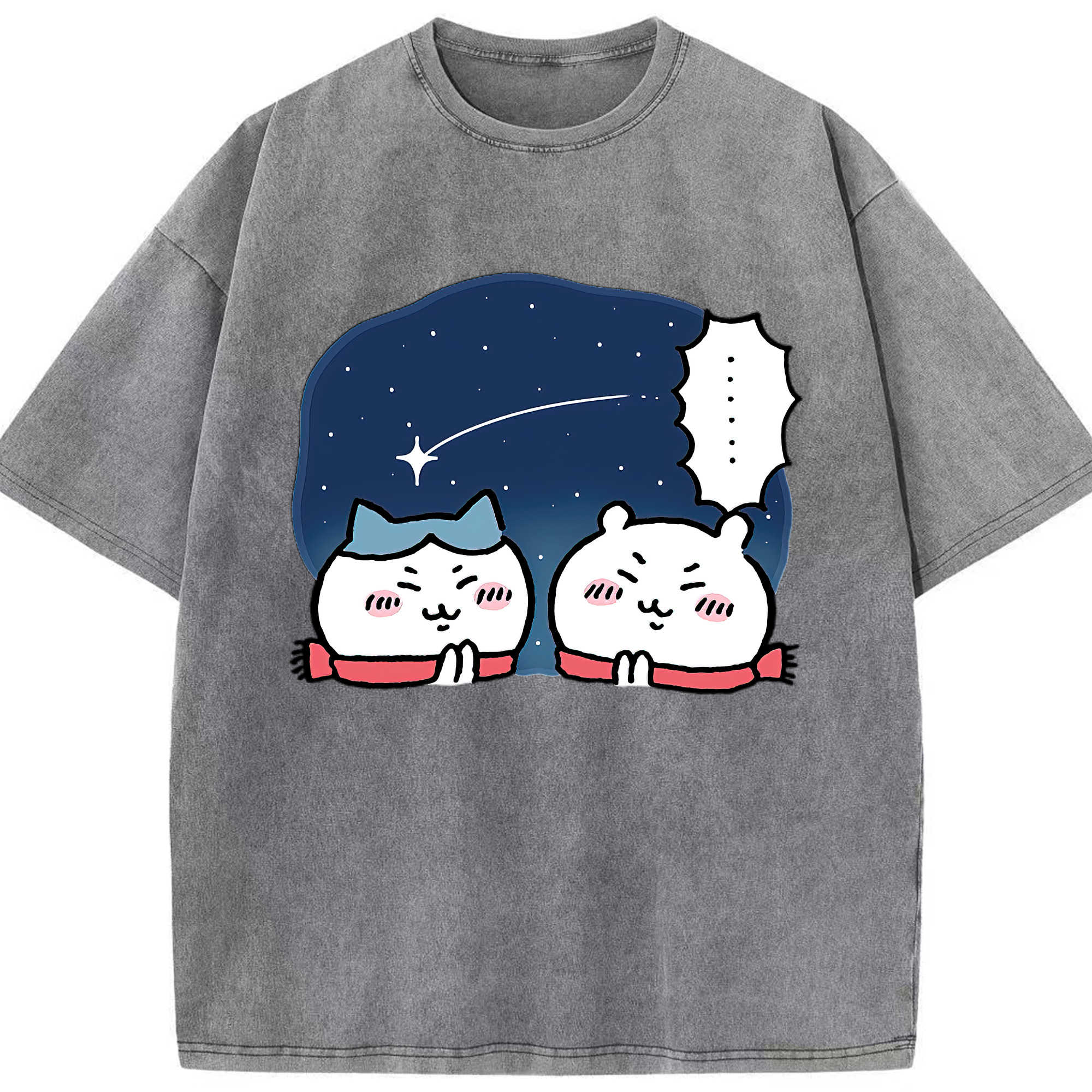 （画像用） ちいかわ ハチワレ Chii-kawa hachiware 綿100% ヴィンテージ風 半袖Tシャツ（フロントプリント）