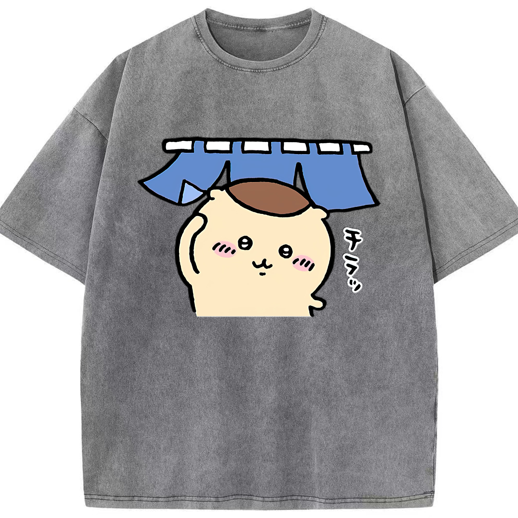 （画像用） ちいかわ くりまんじゅう Chii-kawa kuri manjū 綿100% ヴィンテージ風 半袖Tシャツ（フロントプリント）