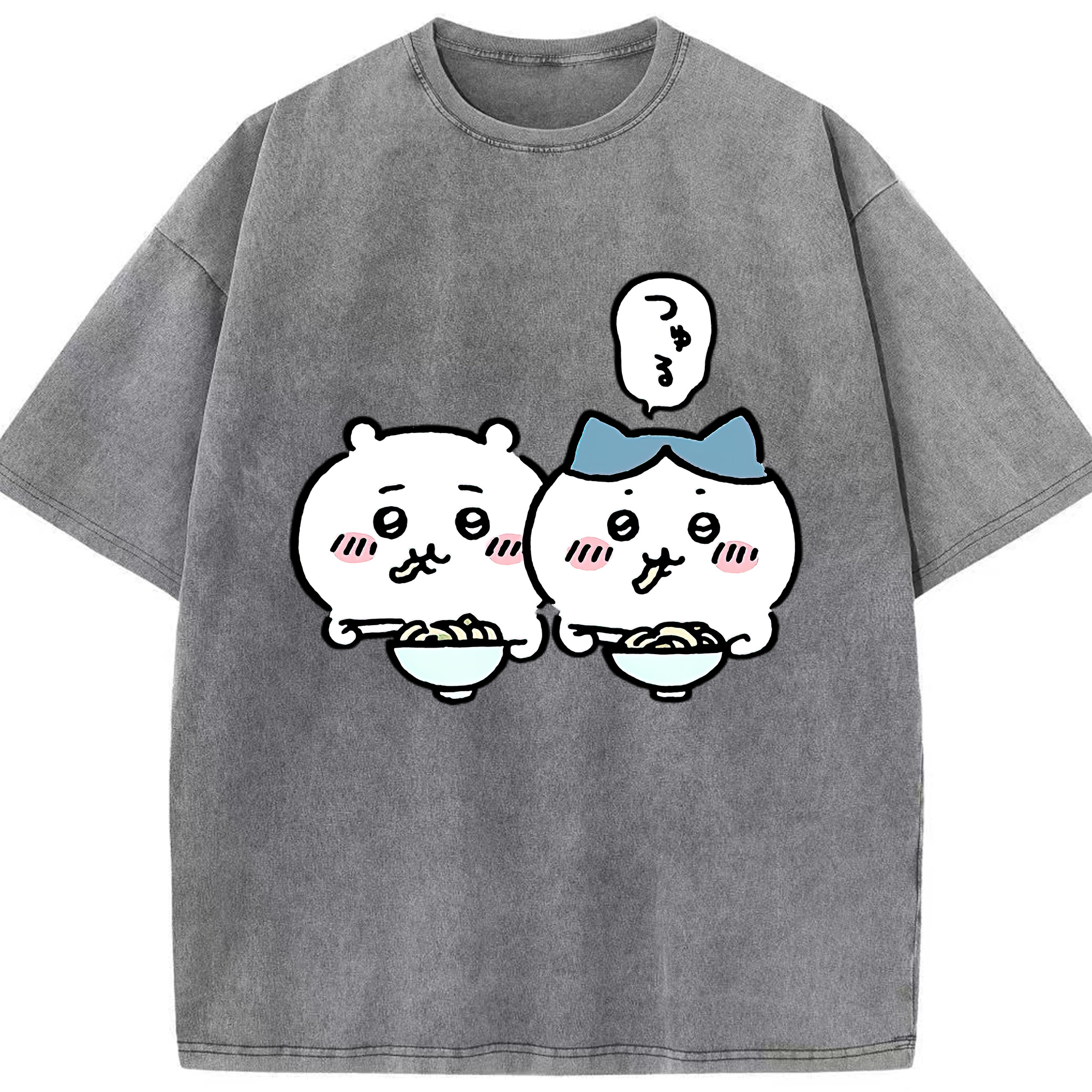（画像用） ちいかわ ハチワレ Chii-kawa hachiware 綿100% ヴィンテージ風 半袖Tシャツ（フロントプリント）