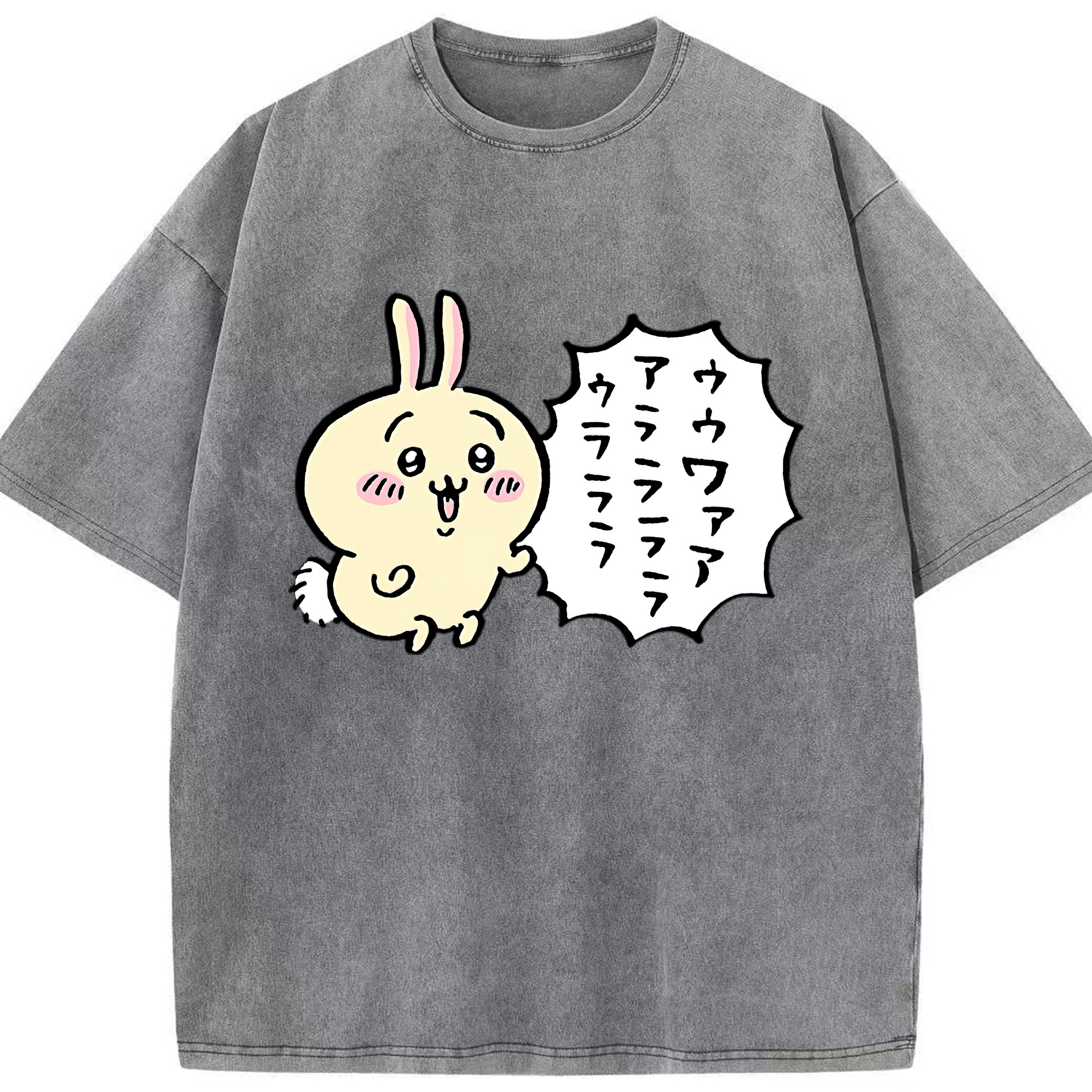 （画像用） ちいかわ うさぎ Chii-kawa usagi 綿100% ヴィンテージ風 半袖Tシャツ（フロントプリント）