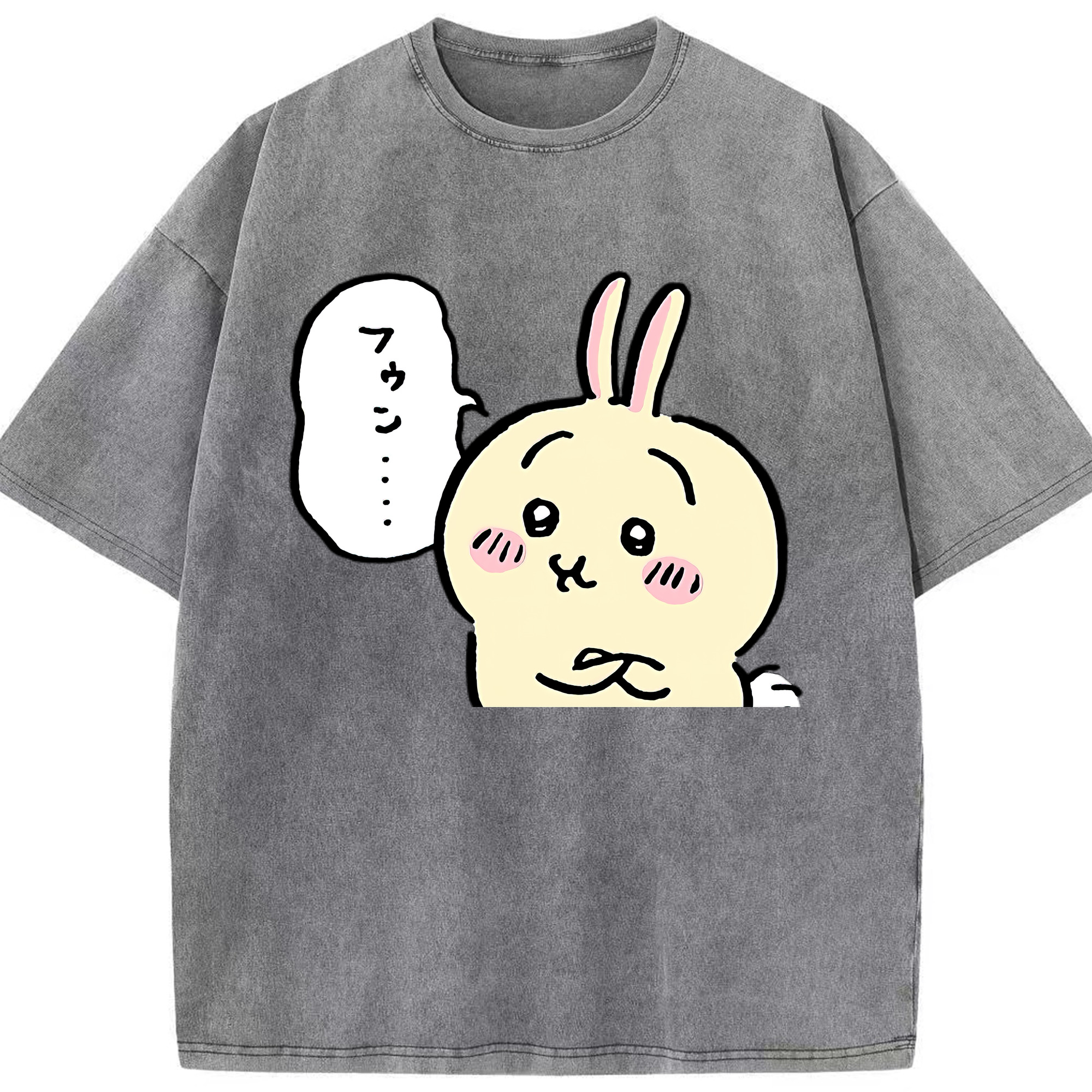 （画像用） ちいかわ うさぎ Chii-kawa usagi 綿100% ヴィンテージ風 半袖Tシャツ（フロントプリント）
