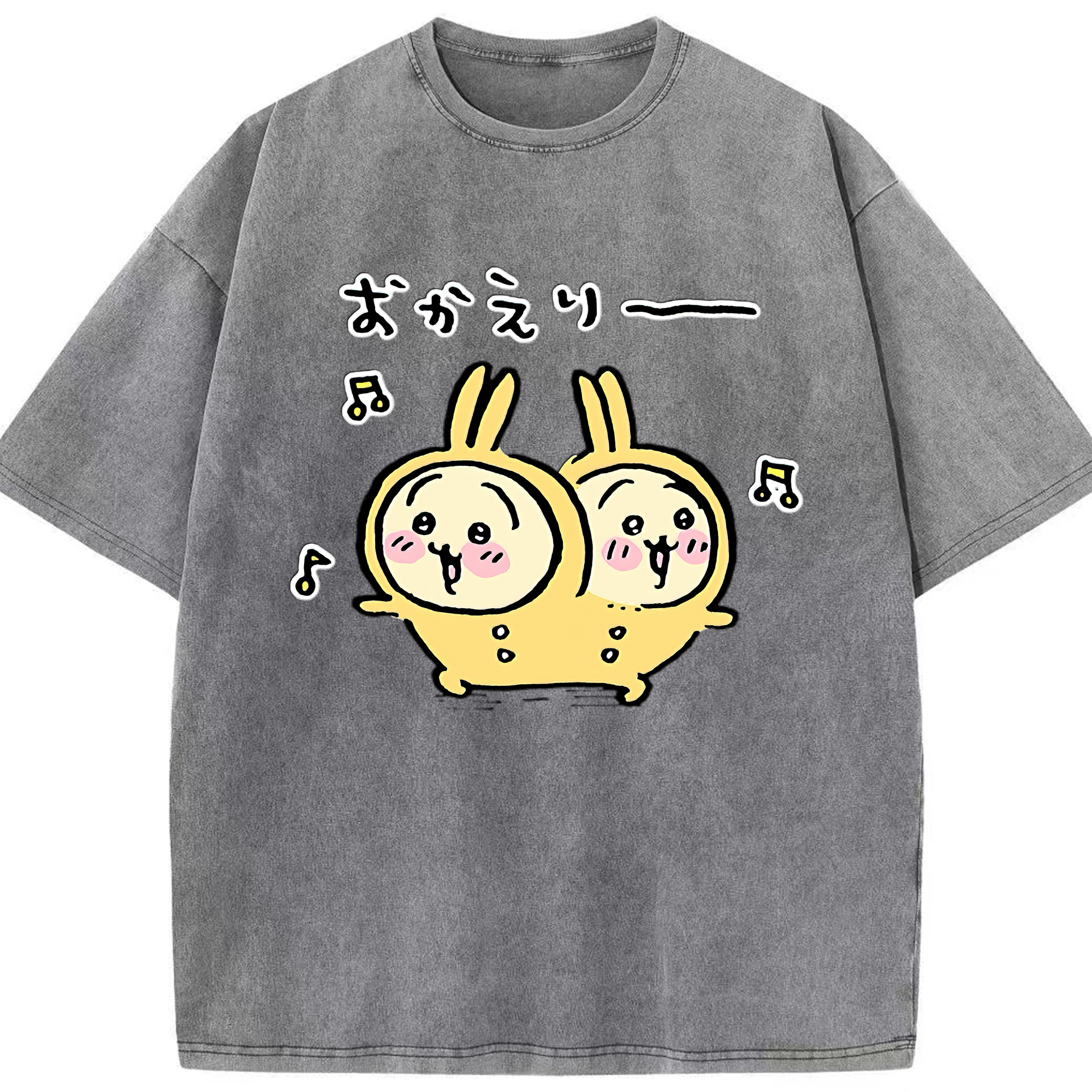 （画像用） ちいかわ うさぎ Chii-kawa usagi 綿100% ヴィンテージ風 半袖Tシャツ（フロントプリント）