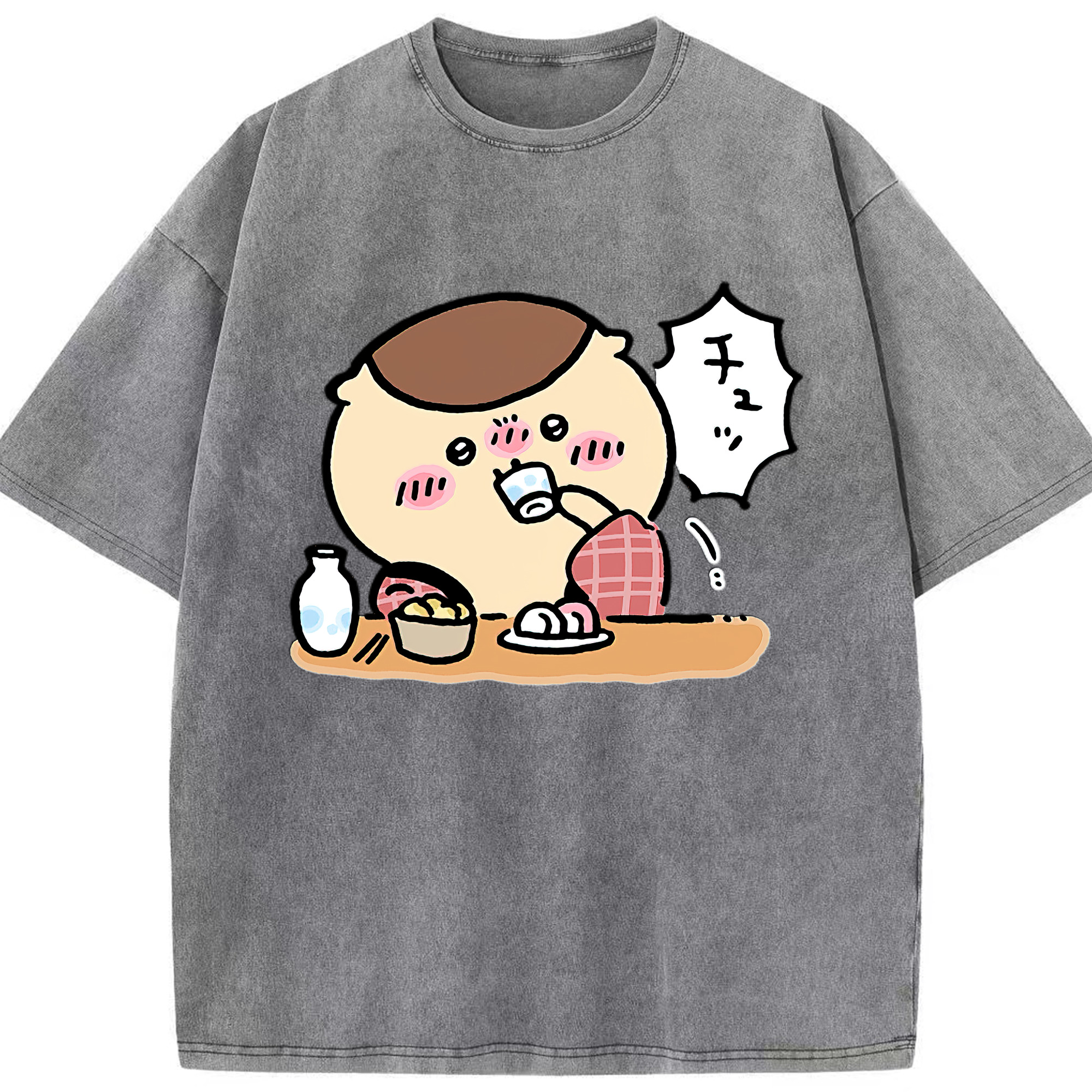 （画像用） ちいかわ くりまんじゅう Chii-kawa kuri manjū 綿100% ヴィンテージ風 半袖Tシャツ（フロントプリント）