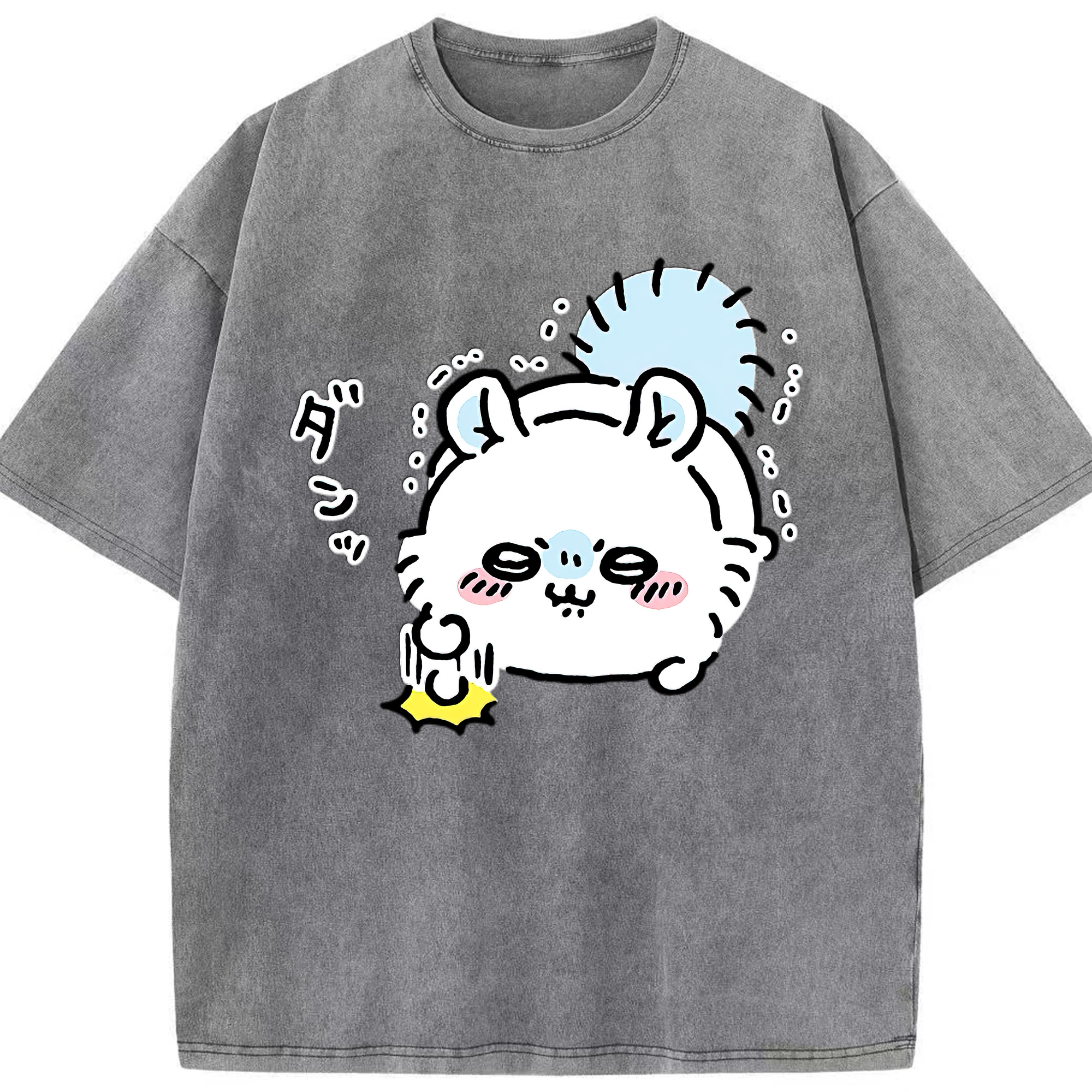 （画像用） ちいかわ モモンガ Chii-kawa Momonga 綿100% ヴィンテージ風 半袖Tシャツ（フロントプリント）
