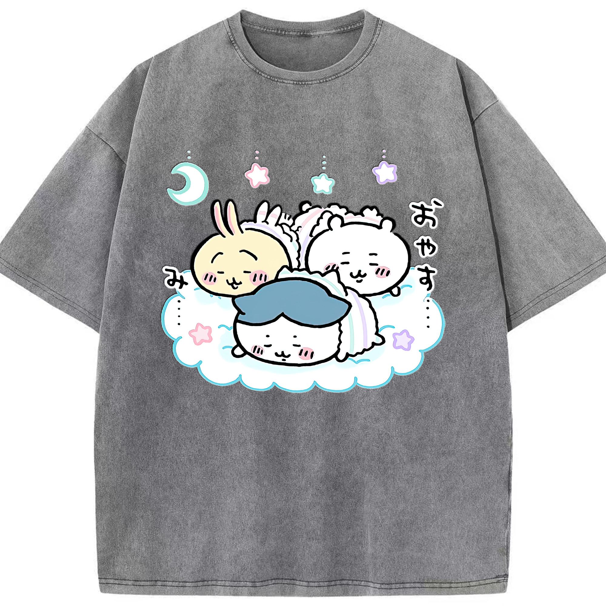 （画像用） ちいかわ ハチワレ Chii-kawa hachiware 綿100% ヴィンテージ風 半袖Tシャツ（フロントプリント）