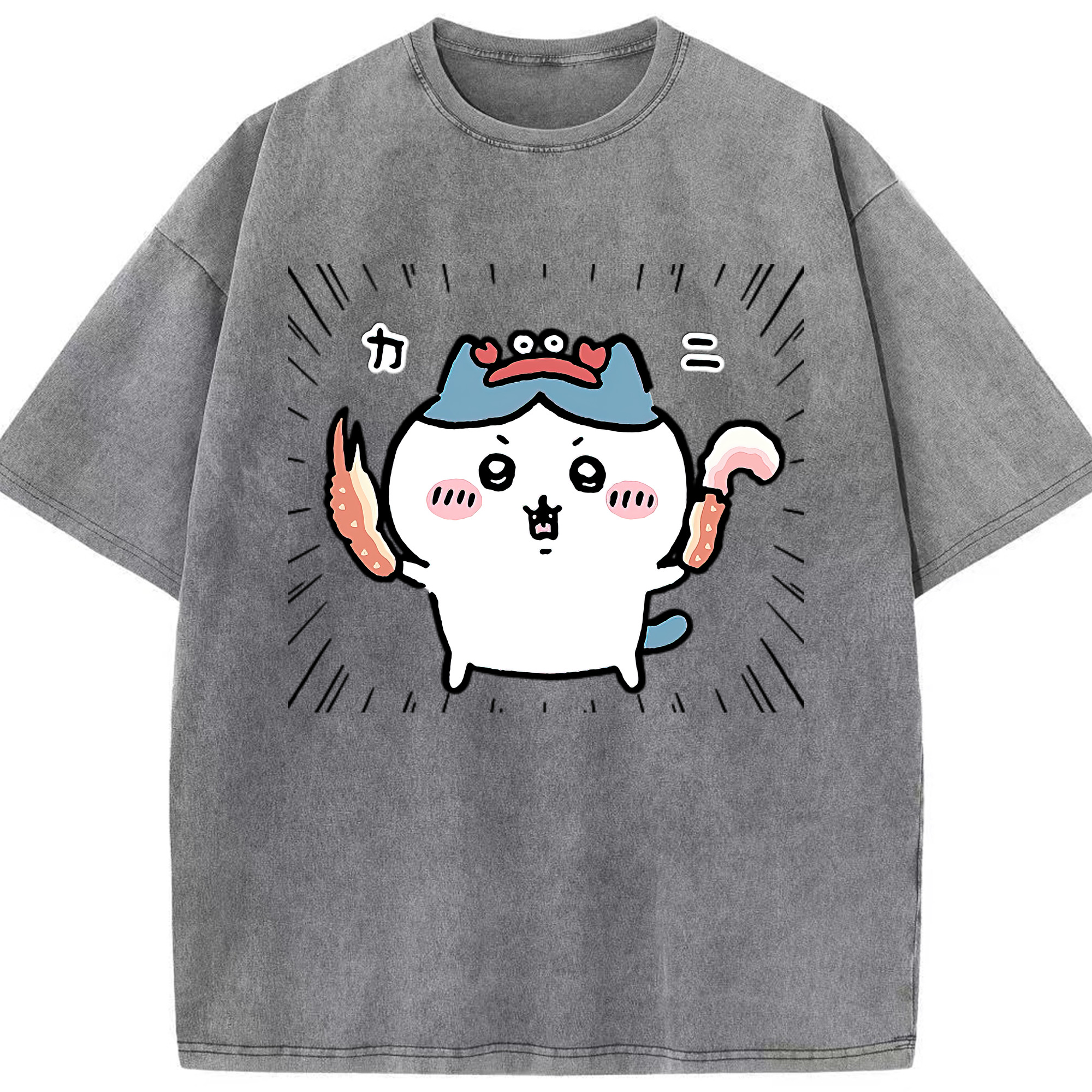 （画像用） ちいかわ ハチワレ Chii-kawa hachiware 綿100% ヴィンテージ風 半袖Tシャツ（フロントプリント）