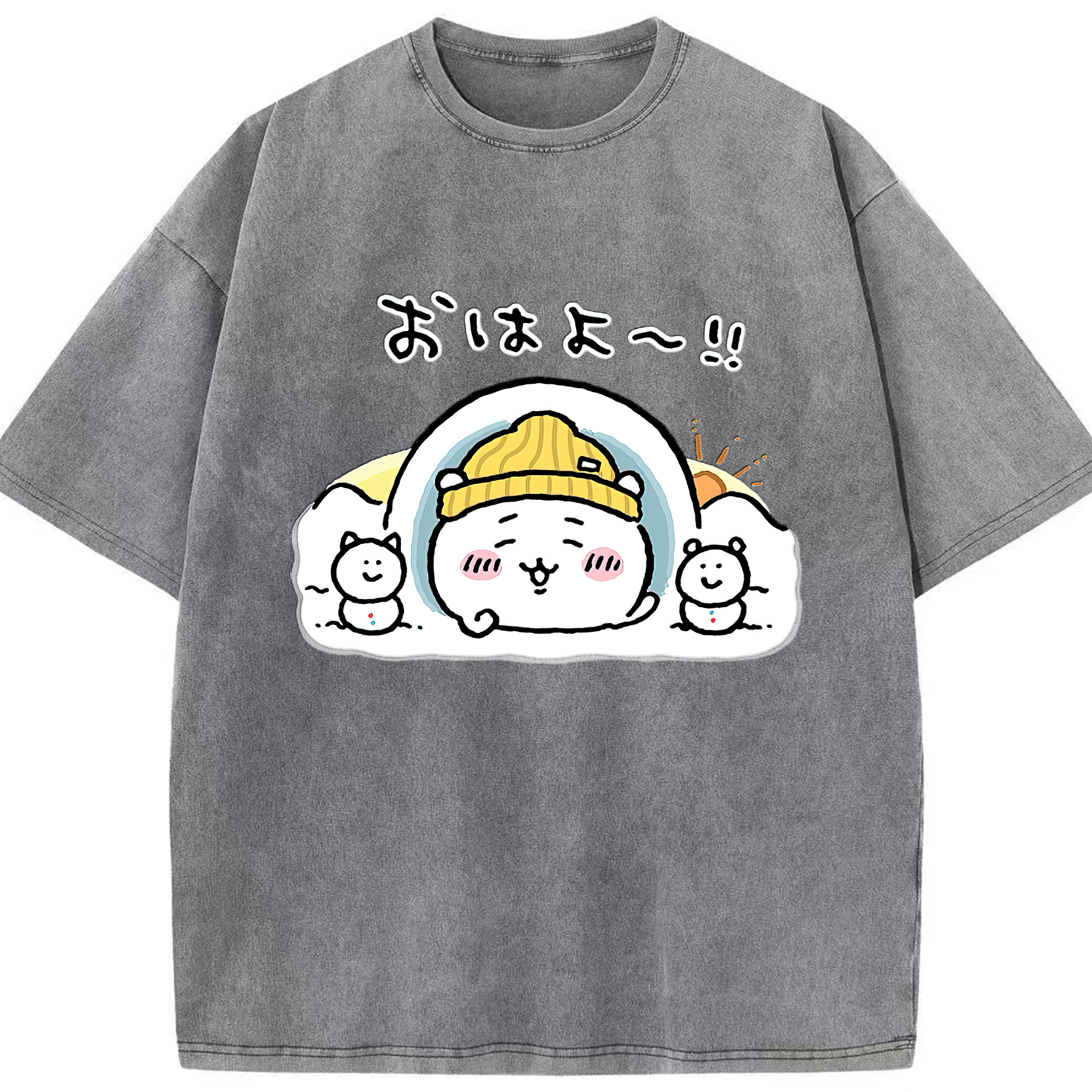 （画像用） ちいかわ ちいかわ Chii-kawa chiikawa 綿100% ヴィンテージ風 半袖Tシャツ（フロントプリント）