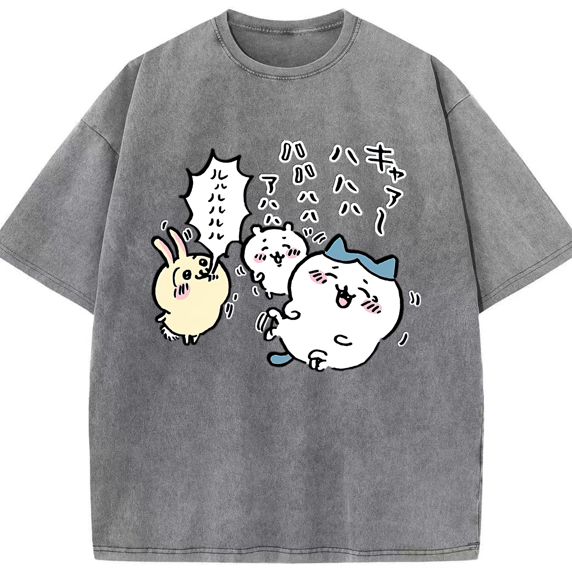 （画像用） ちいかわ うさぎ Chii-kawa usagi 綿100% ヴィンテージ風 半袖Tシャツ（フロントプリント）