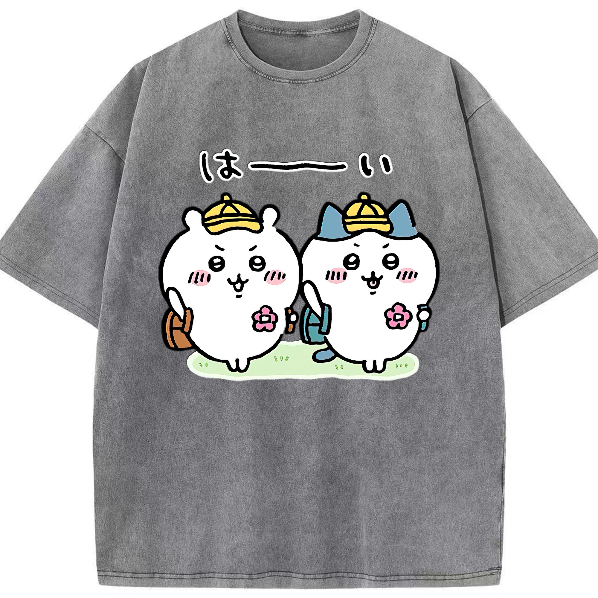（画像用） ちいかわ ハチワレ Chii-kawa hachiware 綿100% ヴィンテージ風 半袖Tシャツ（フロントプリント）