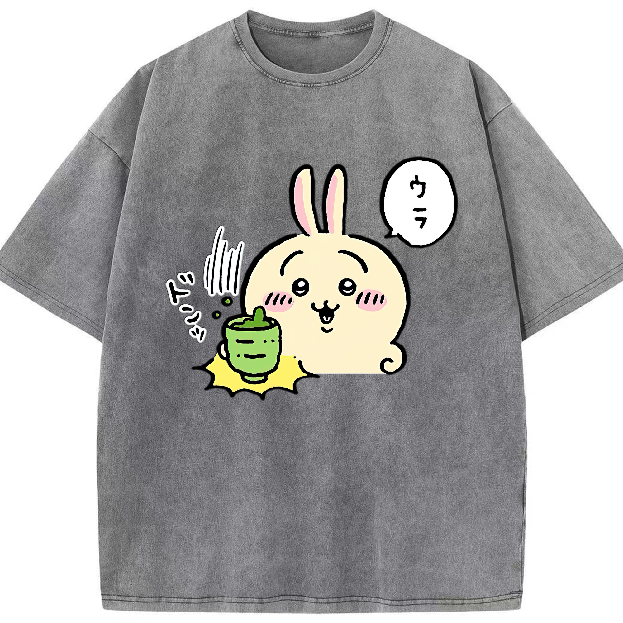 （画像用） ちいかわ うさぎ Chii-kawa usagi 綿100% ヴィンテージ風 半袖Tシャツ（フロントプリント）