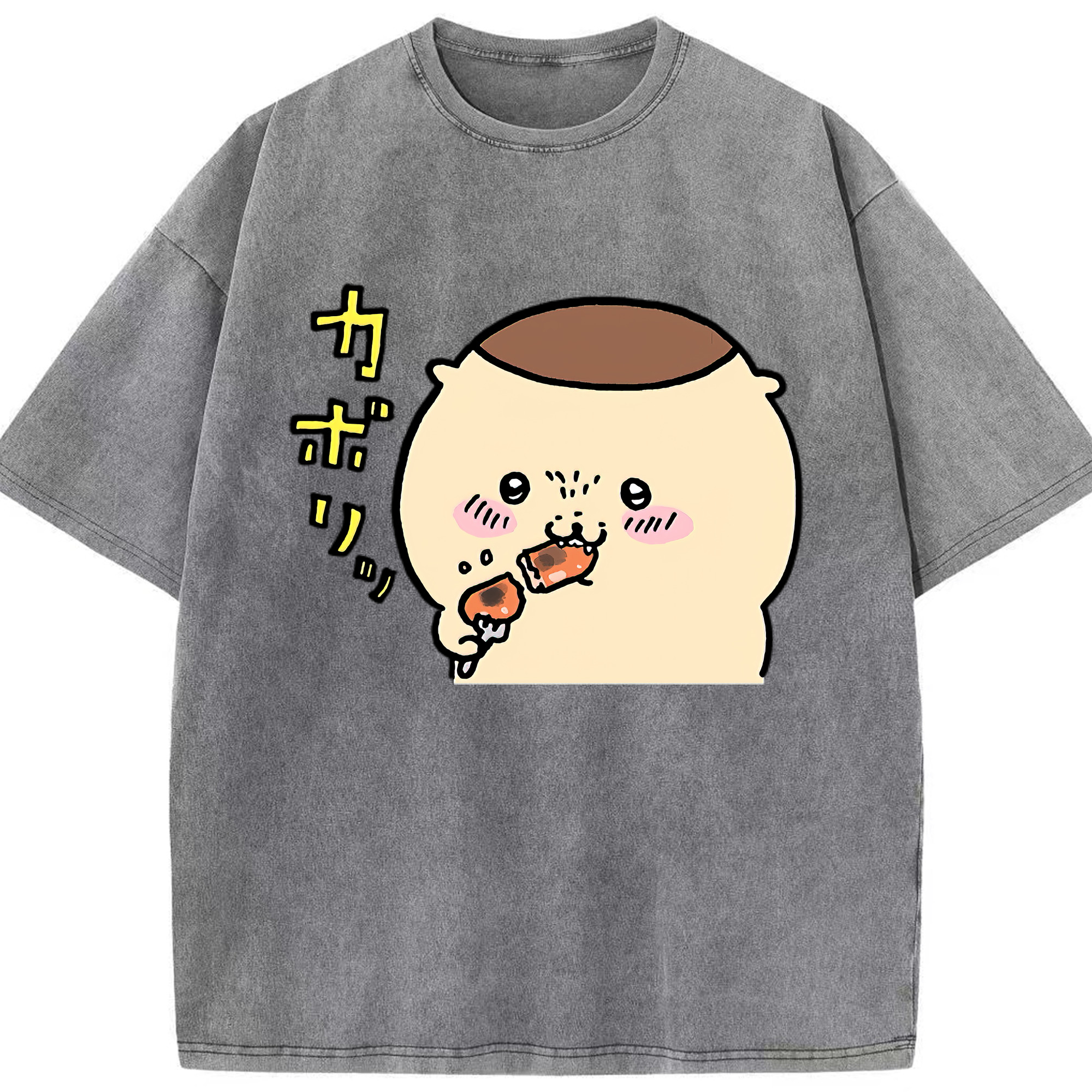 （画像用） ちいかわ くりまんじゅう Chii-kawa kuri manjū 綿100% ヴィンテージ風 半袖Tシャツ（フロントプリント）