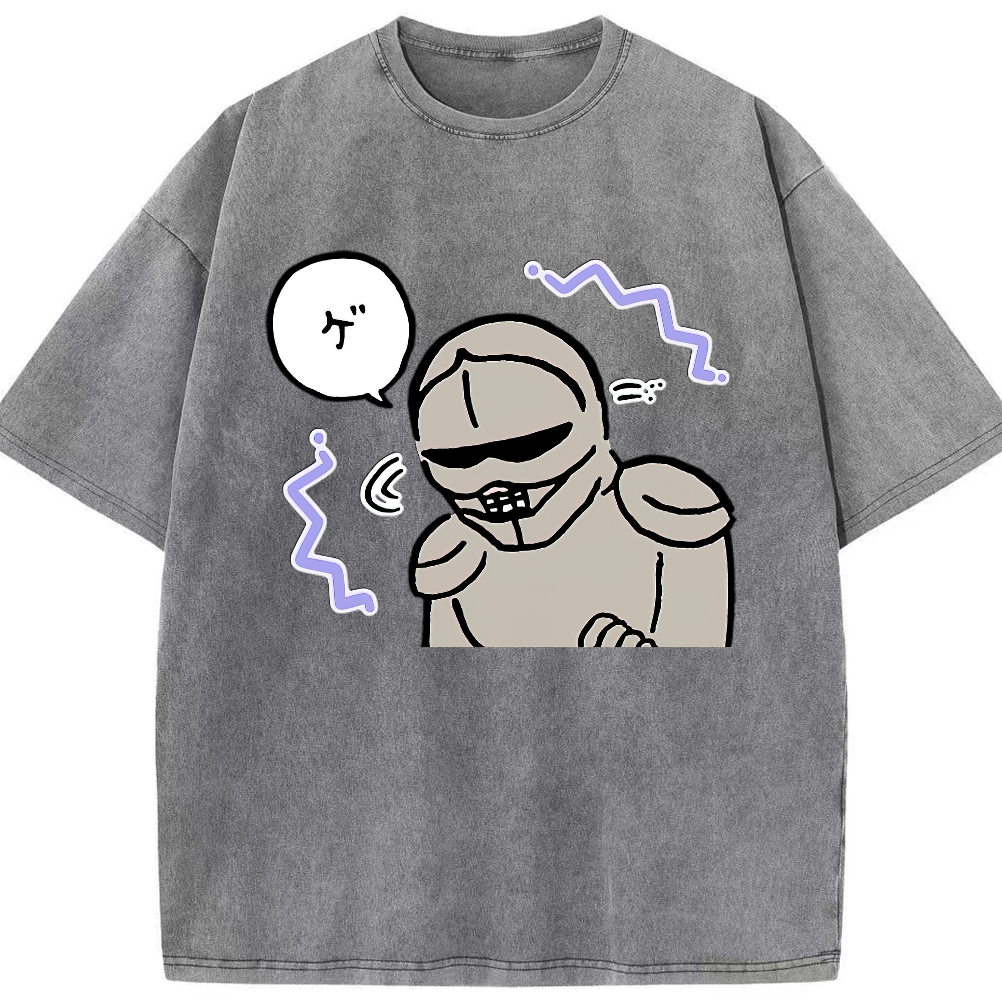 （画像用） ちいかわ 労働の鎧さん Chii-kawa Mr. Armor of Labor 綿100% ヴィンテージ風 半袖Tシャツ（フロントプリント）