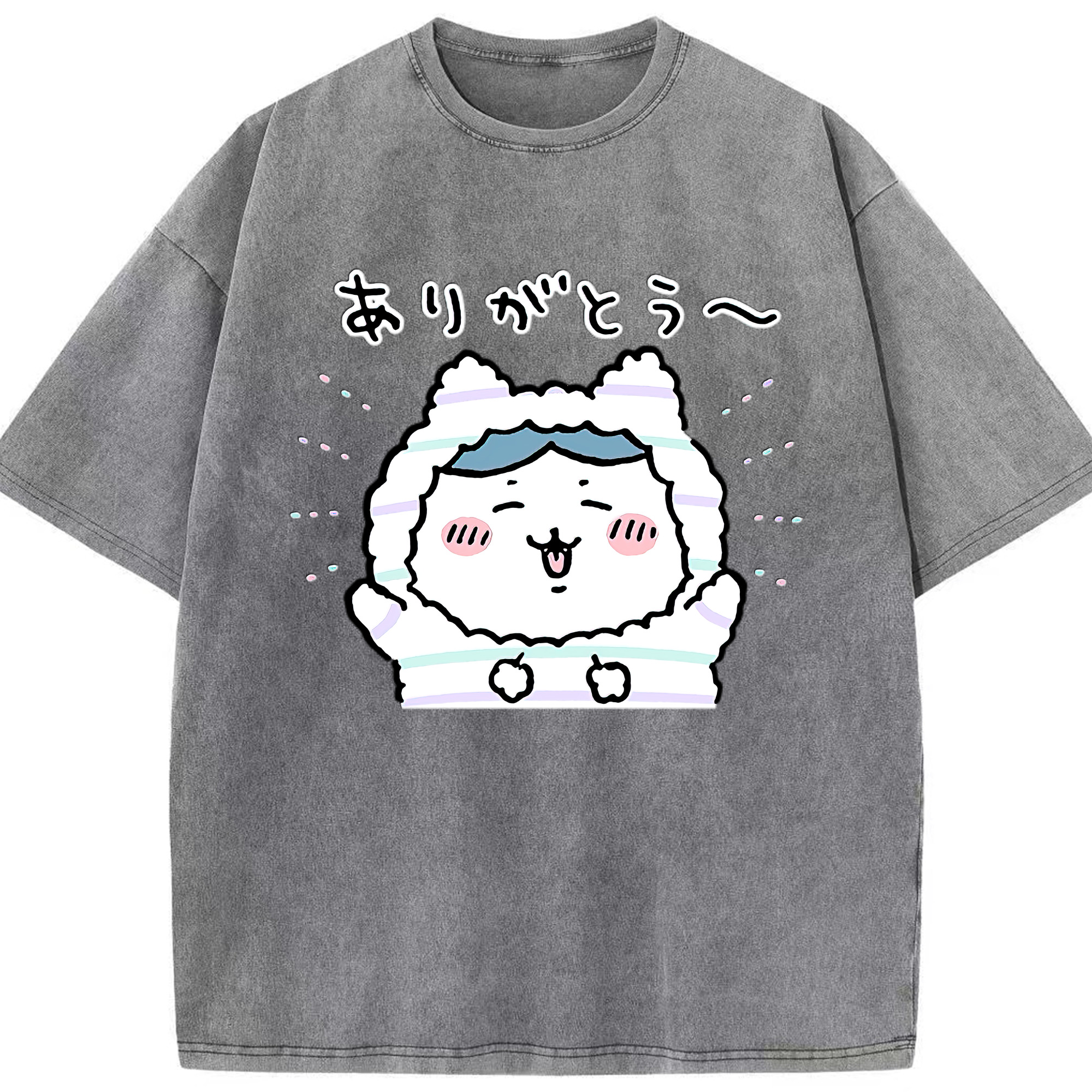 （画像用） ちいかわ ハチワレ Chii-kawa hachiware 綿100% ヴィンテージ風 半袖Tシャツ（フロントプリント）