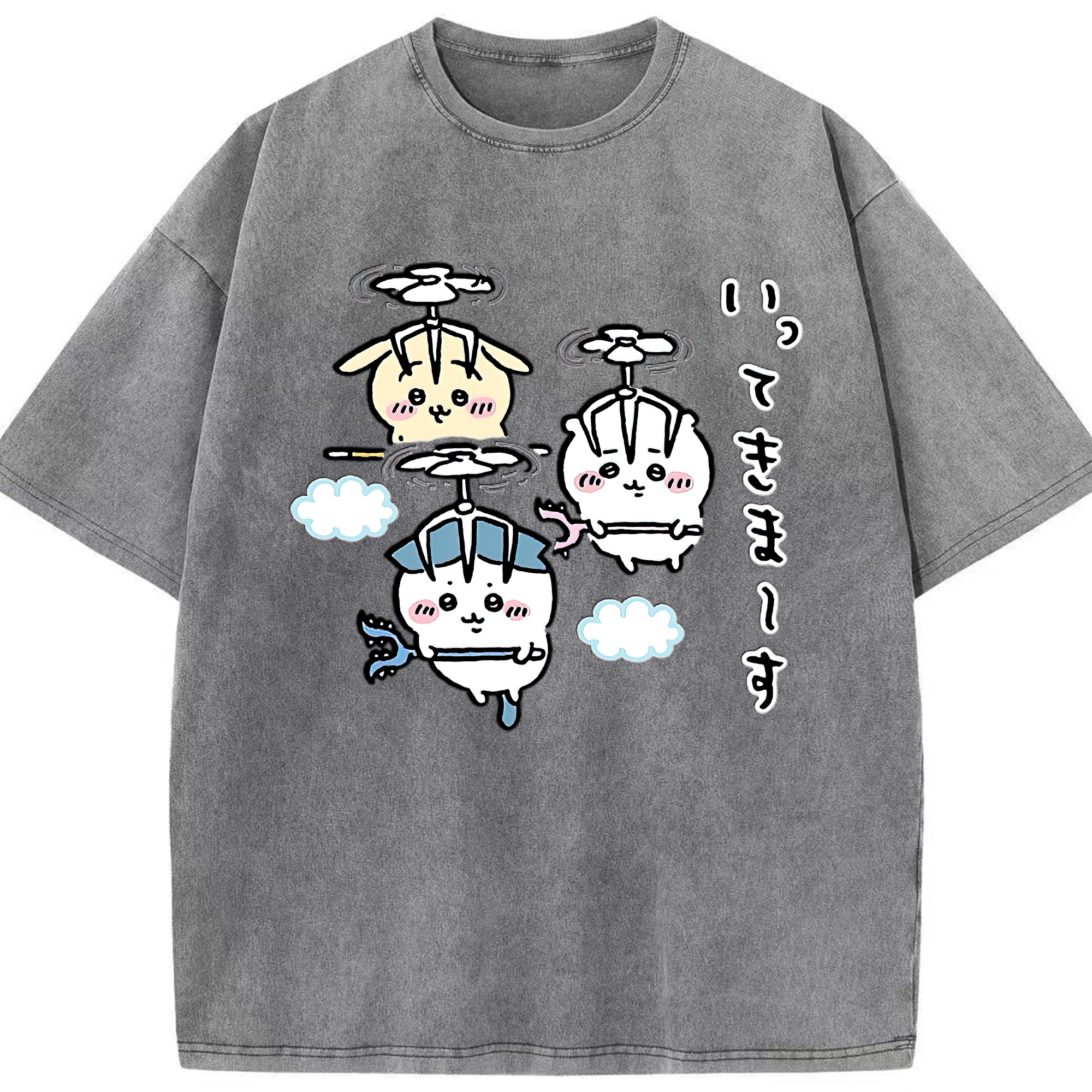 （画像用） ちいかわ ちいかわ Chii-kawa chiikawa 綿100% ヴィンテージ風 半袖Tシャツ（フロントプリント）