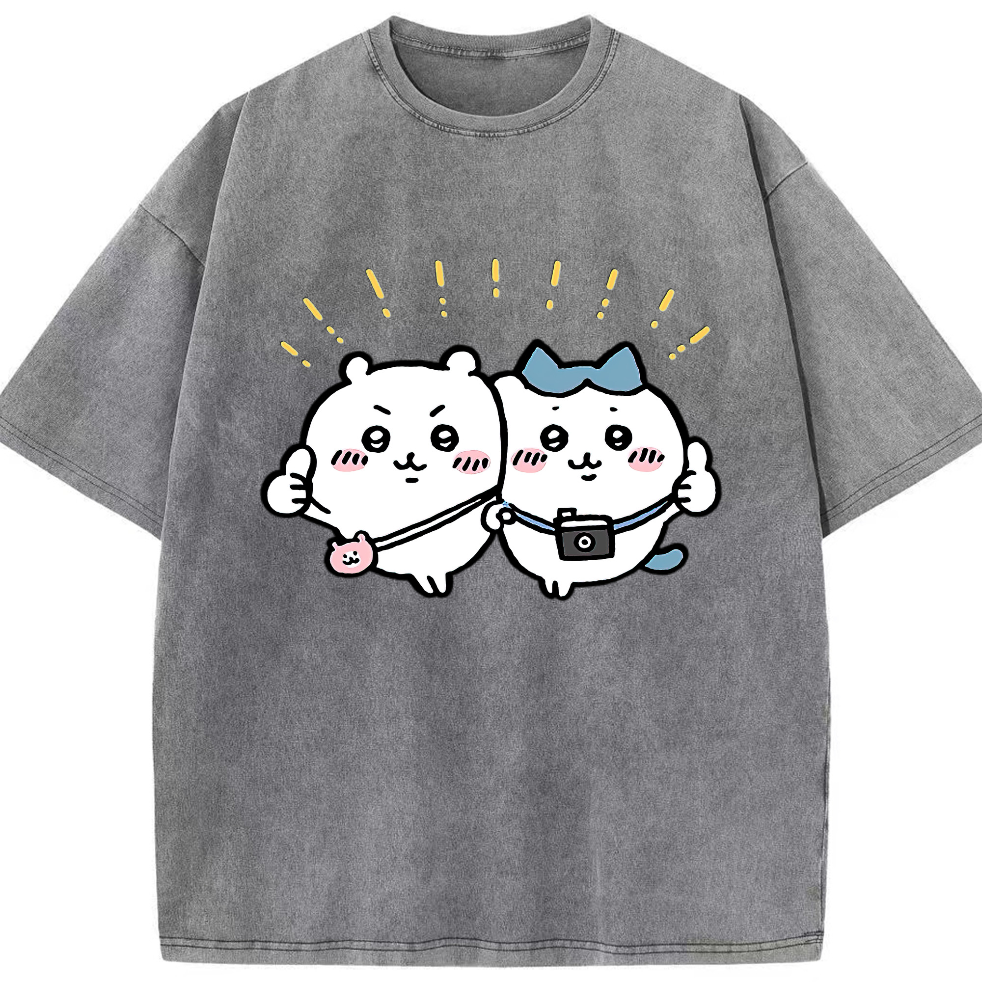 （画像用） ちいかわ ちいかわ Chii-kawa chiikawa 綿100% ヴィンテージ風 半袖Tシャツ（フロントプリント）
