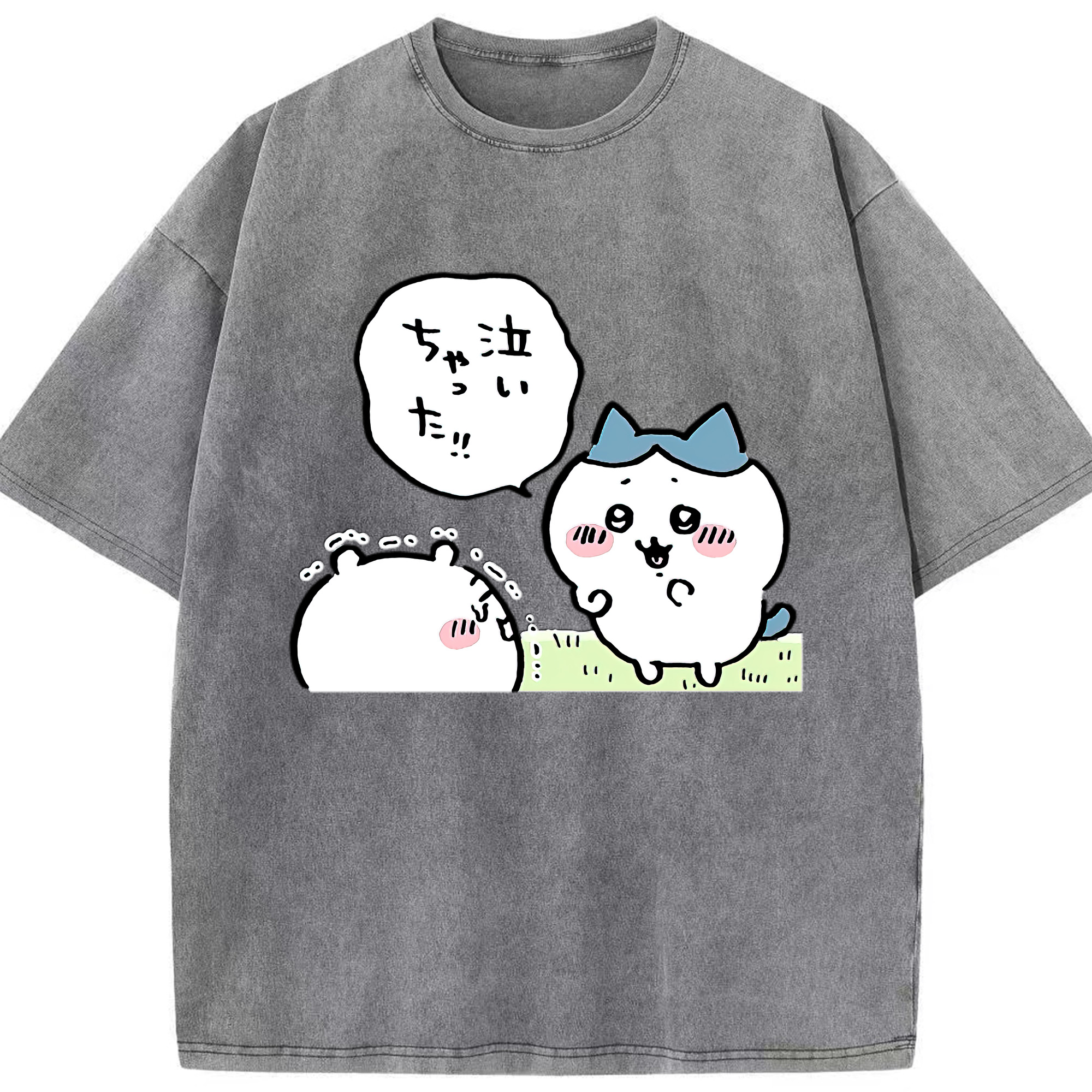 （画像用） ちいかわ ハチワレ Chii-kawa hachiware 綿100% ヴィンテージ風 半袖Tシャツ（フロントプリント）