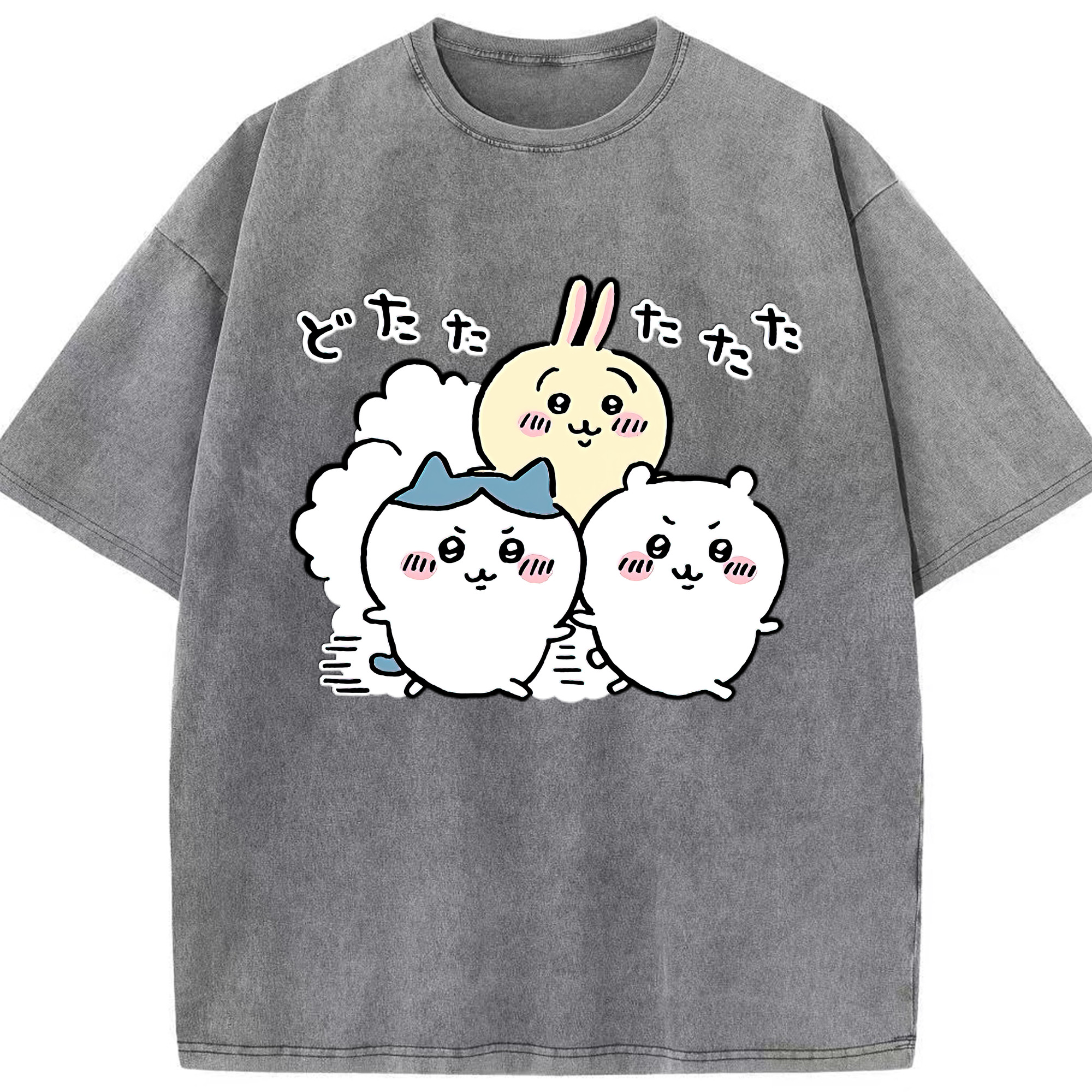 （画像用） ちいかわ ハチワレ Chii-kawa hachiware 綿100% ヴィンテージ風 半袖Tシャツ（フロントプリント）