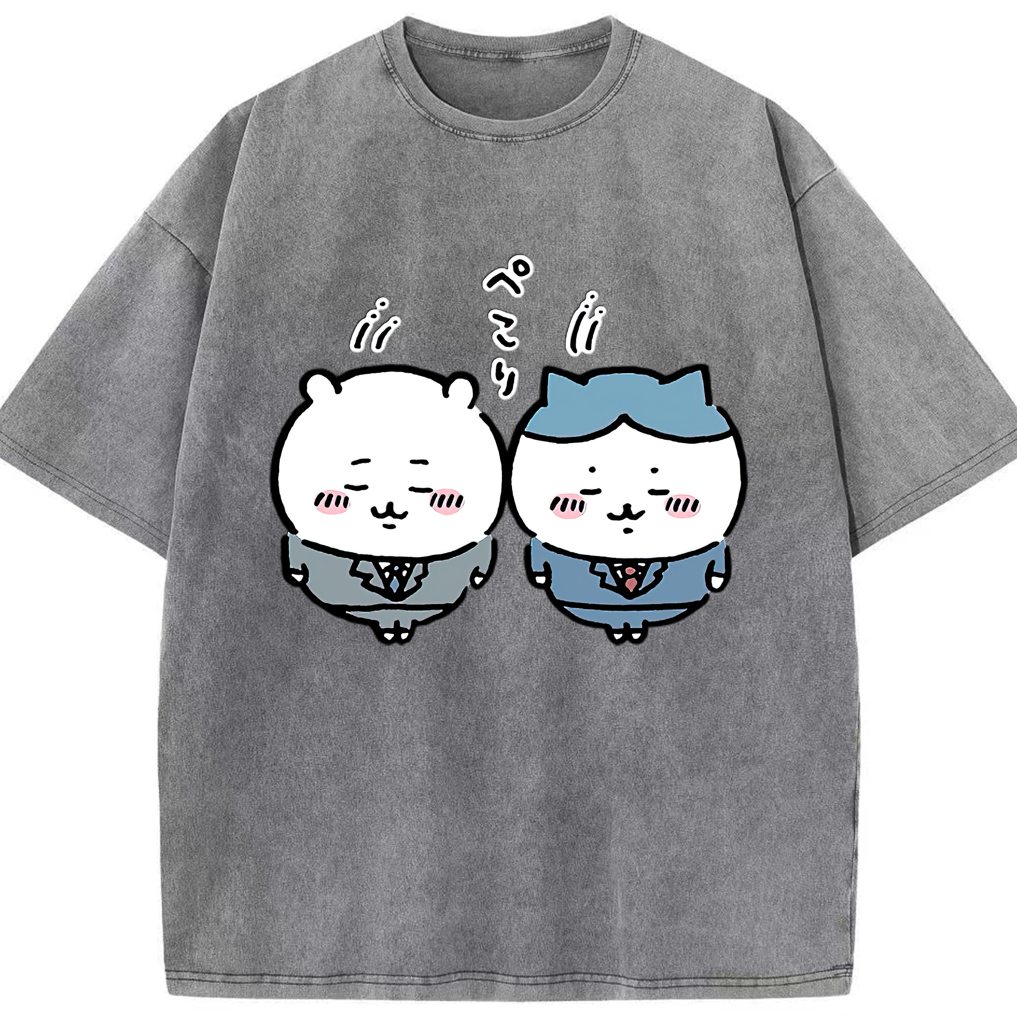 （画像用） ちいかわ ハチワレ Chii-kawa hachiware 綿100% ヴィンテージ風 半袖Tシャツ（フロントプリント）