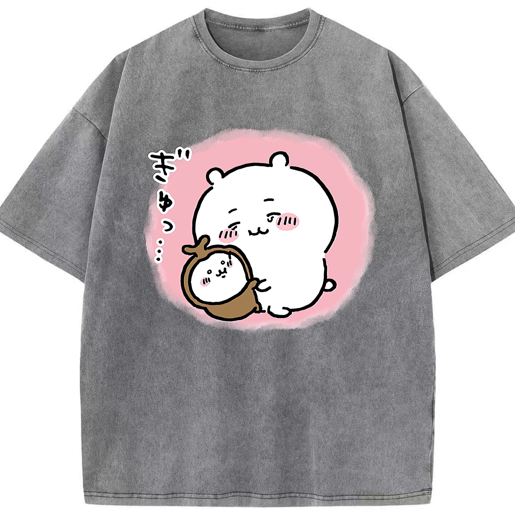 （画像用） ちいかわ ちいかわ Chii-kawa chiikawa 綿100% ヴィンテージ風 半袖Tシャツ（フロントプリント）