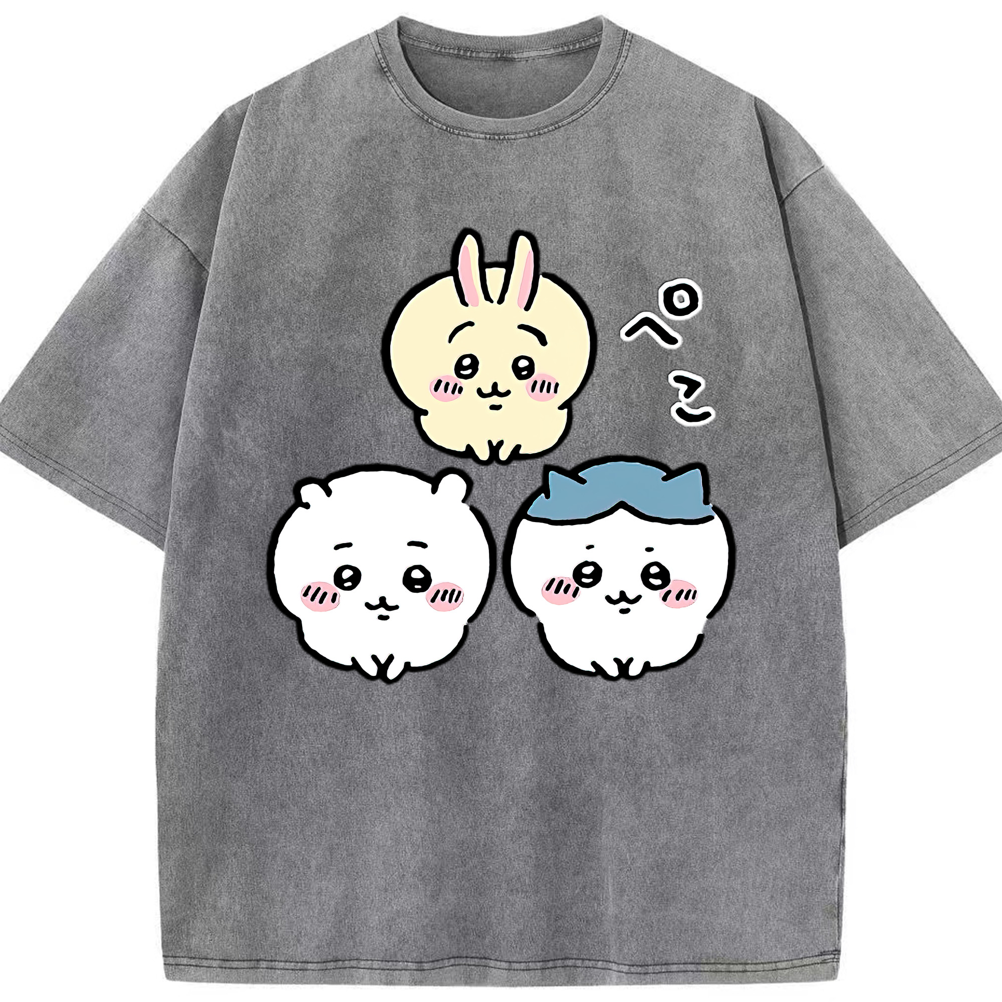 （画像用） ちいかわ うさぎ Chii-kawa usagi 綿100% ヴィンテージ風 半袖Tシャツ（フロントプリント）