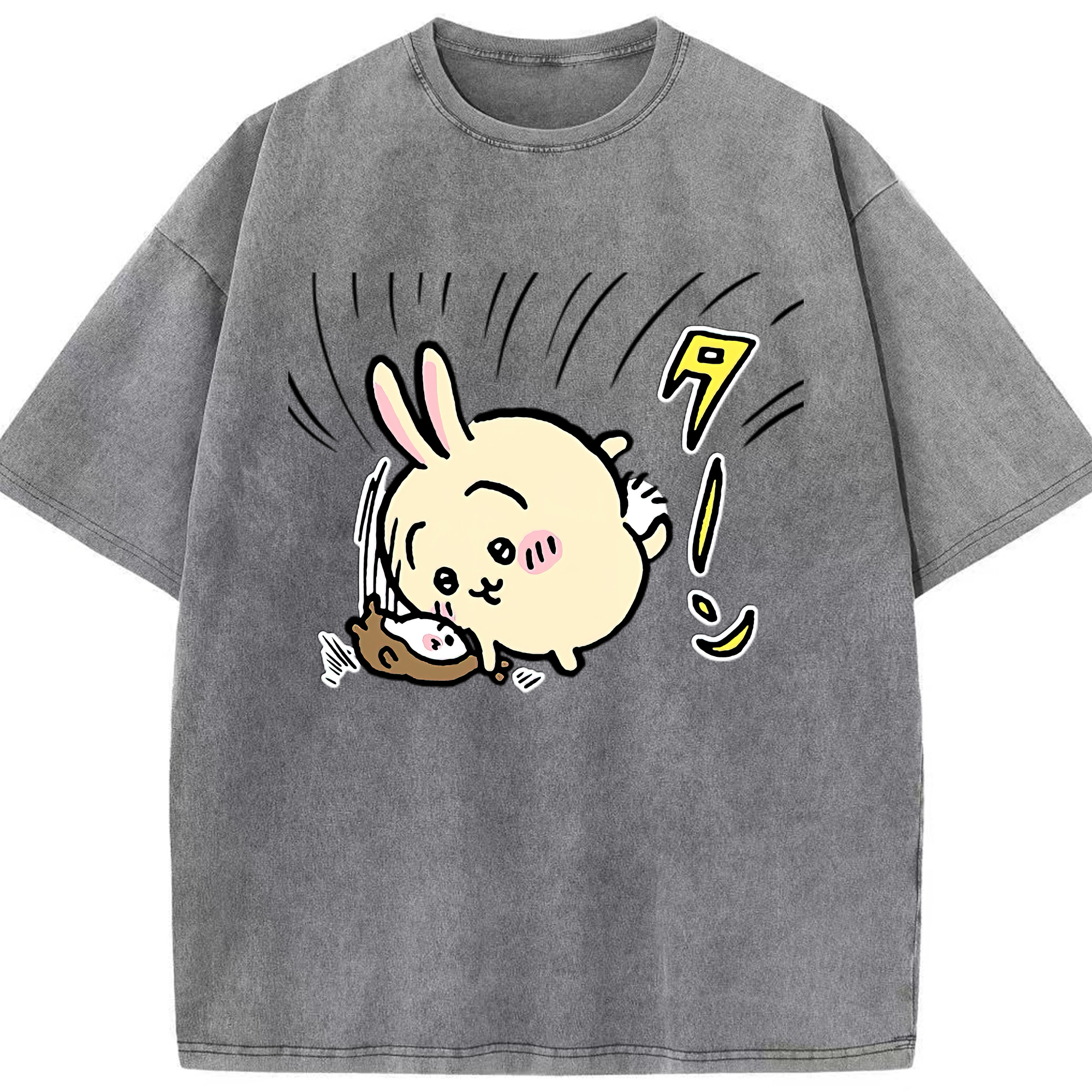 （画像用） ちいかわ うさぎ Chii-kawa usagi 綿100% ヴィンテージ風 半袖Tシャツ（フロントプリント）