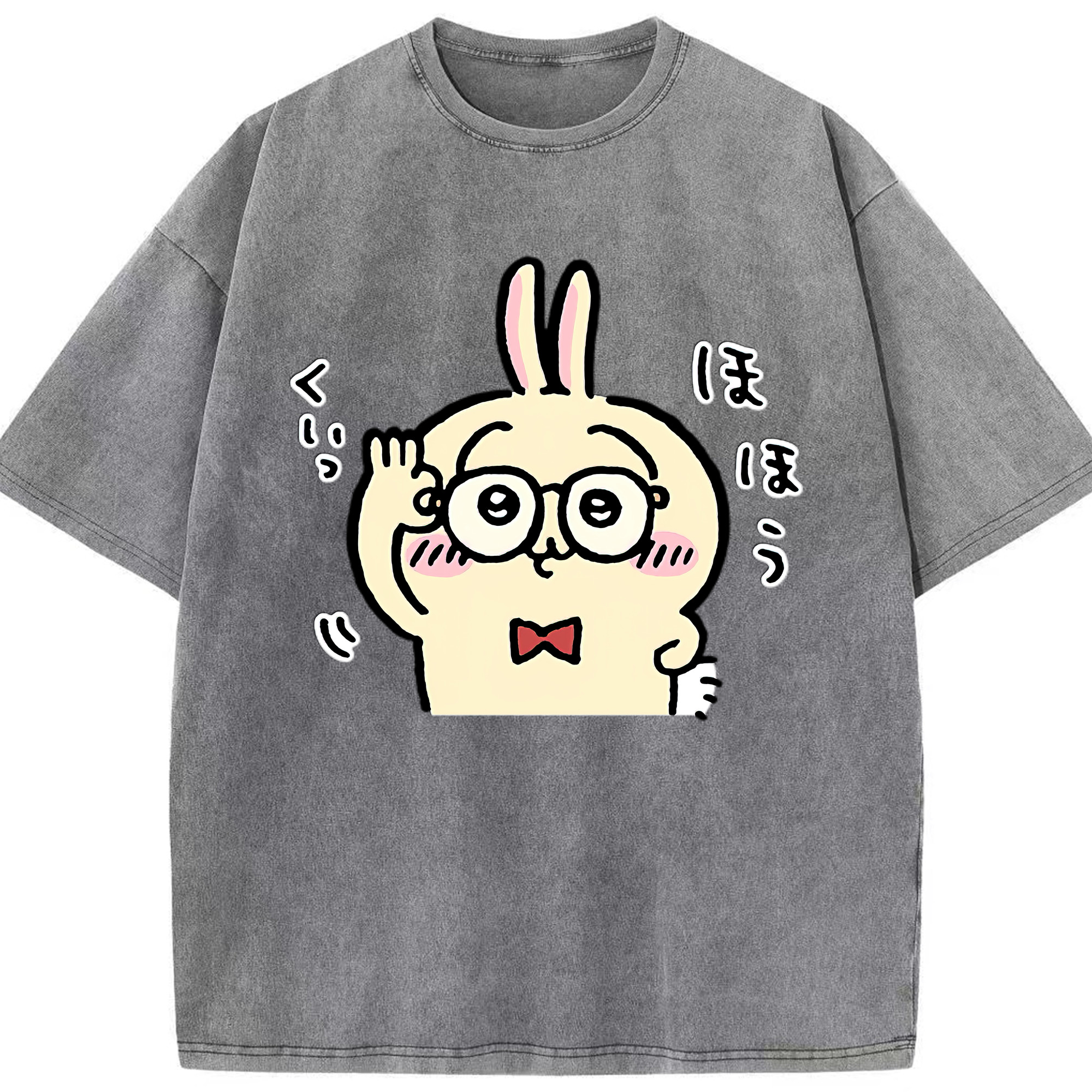 （画像用） ちいかわ うさぎ Chii-kawa usagi 綿100% ヴィンテージ風 半袖Tシャツ（フロントプリント）