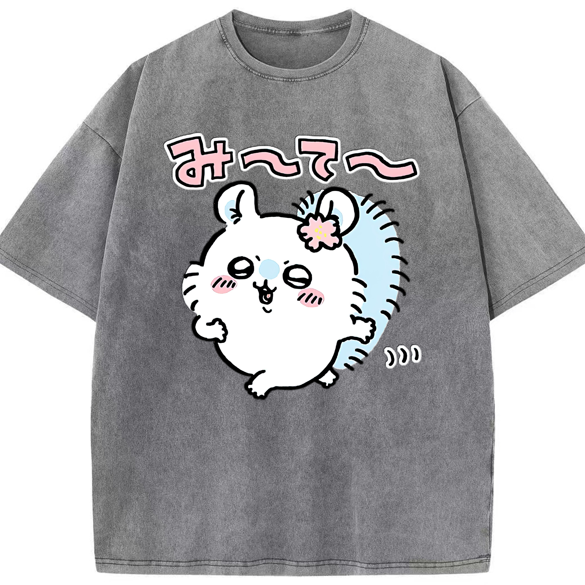 （画像用） ちいかわ モモンガ Chii-kawa Momonga 綿100% ヴィンテージ風 半袖Tシャツ（フロントプリント）