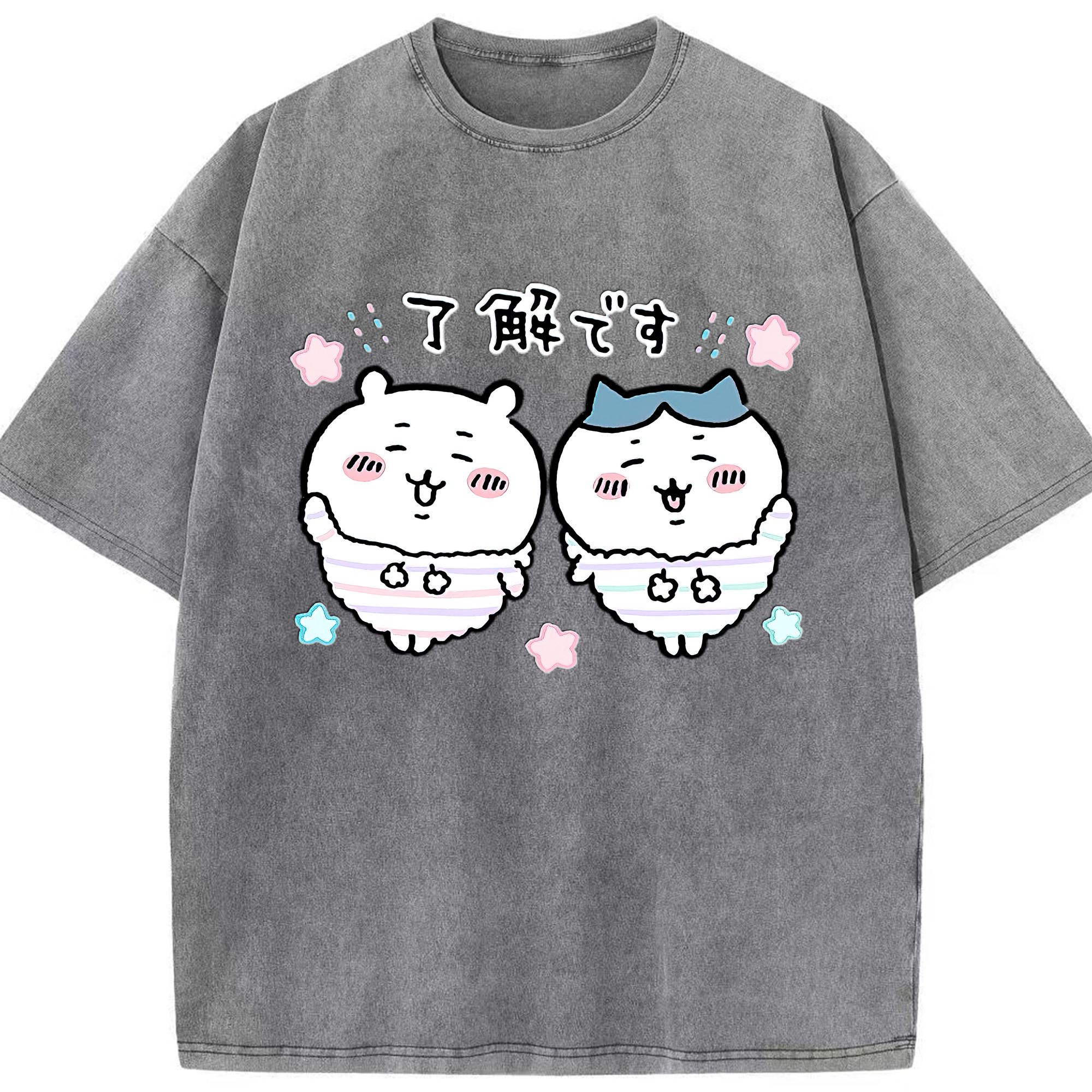 （画像用） ちいかわ ハチワレ Chii-kawa hachiware 綿100% ヴィンテージ風 半袖Tシャツ（フロントプリント）