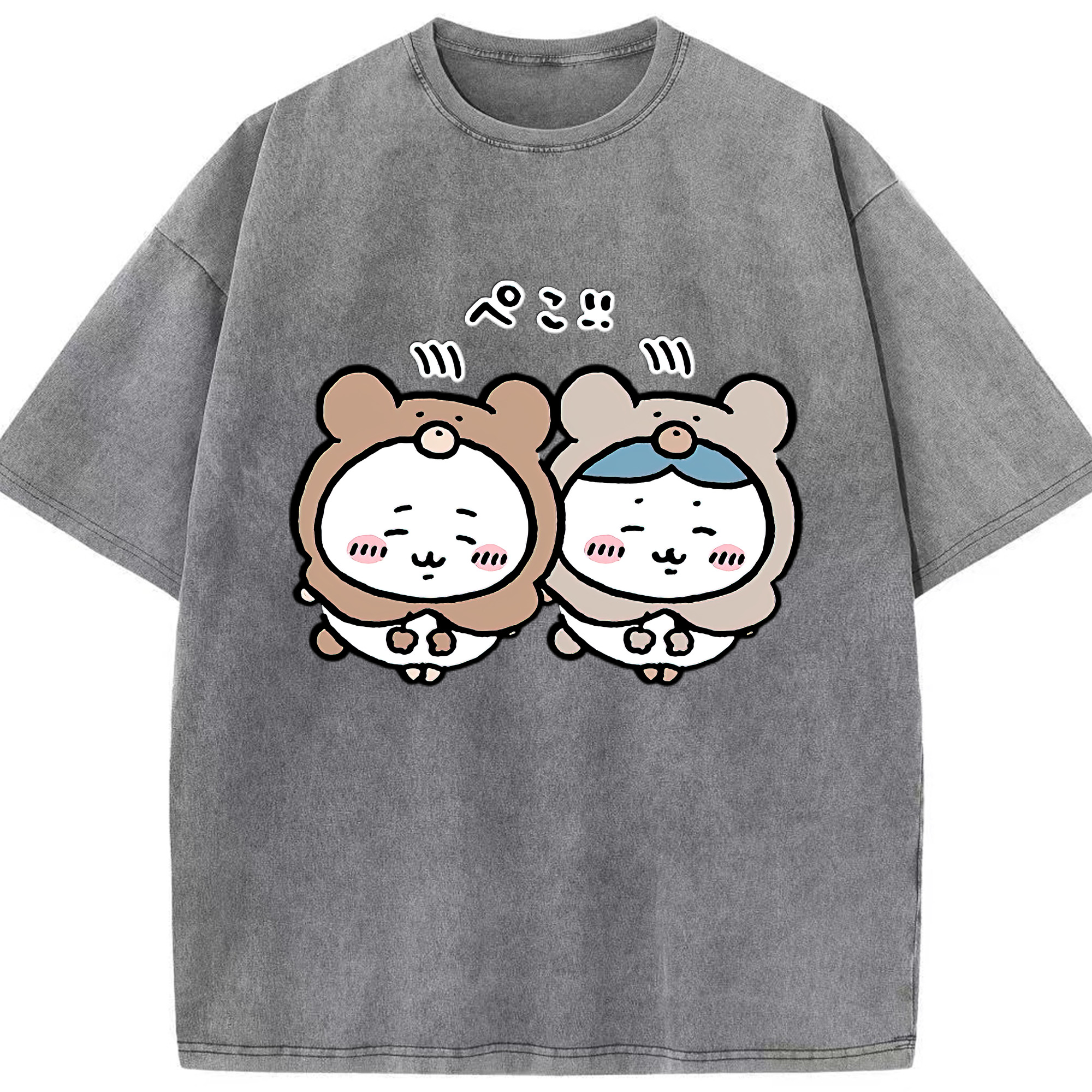 （画像用） ちいかわ ハチワレ Chii-kawa hachiware 綿100% ヴィンテージ風 半袖Tシャツ（フロントプリント）