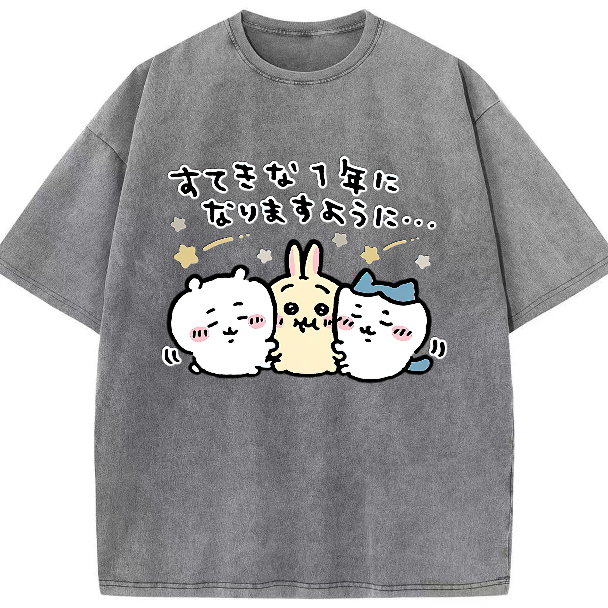（画像用） ちいかわ ちいかわ Chii-kawa chiikawa 綿100% ヴィンテージ風 半袖Tシャツ（フロントプリント）