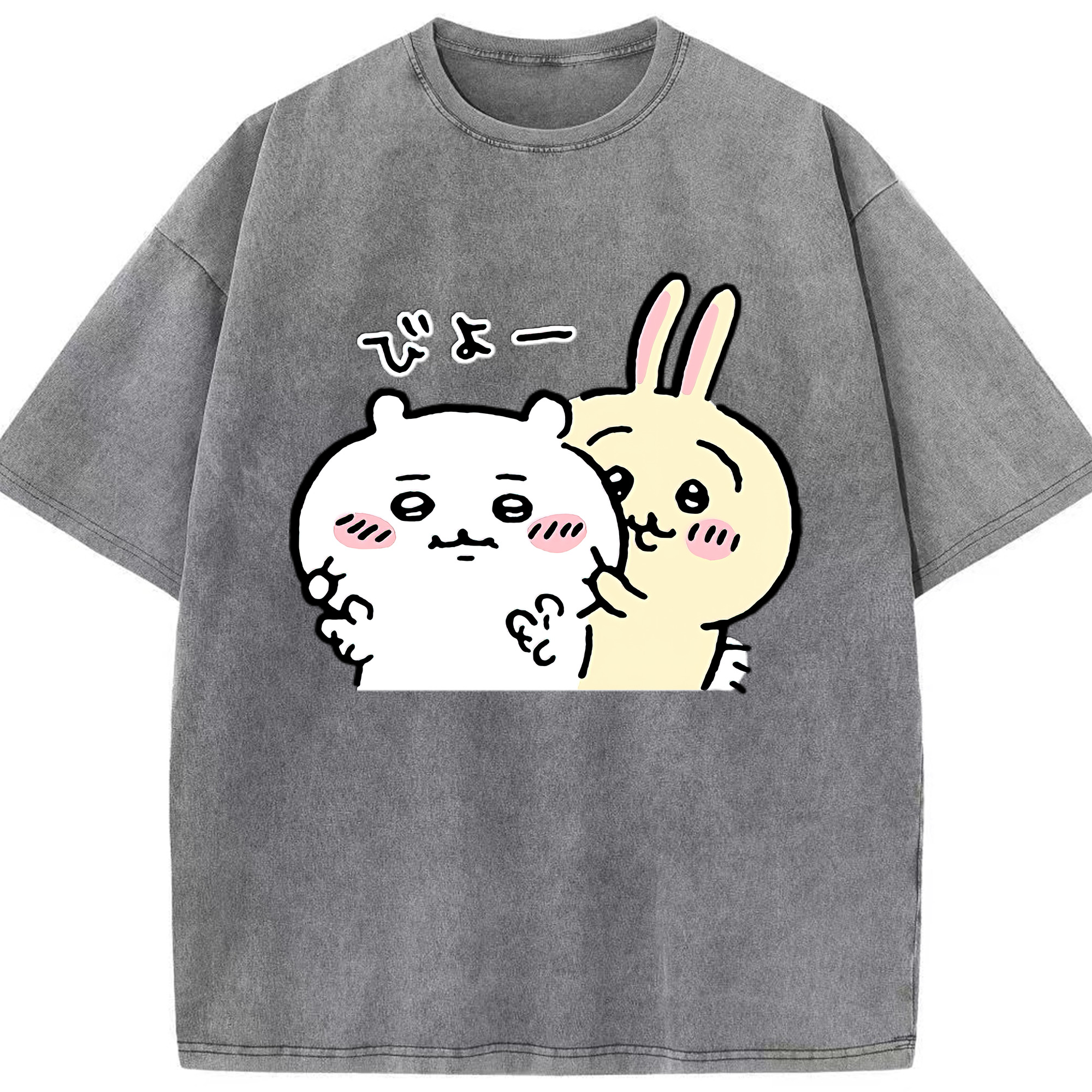 （画像用） ちいかわ うさぎ Chii-kawa usagi 綿100% ヴィンテージ風 半袖Tシャツ（フロントプリント）