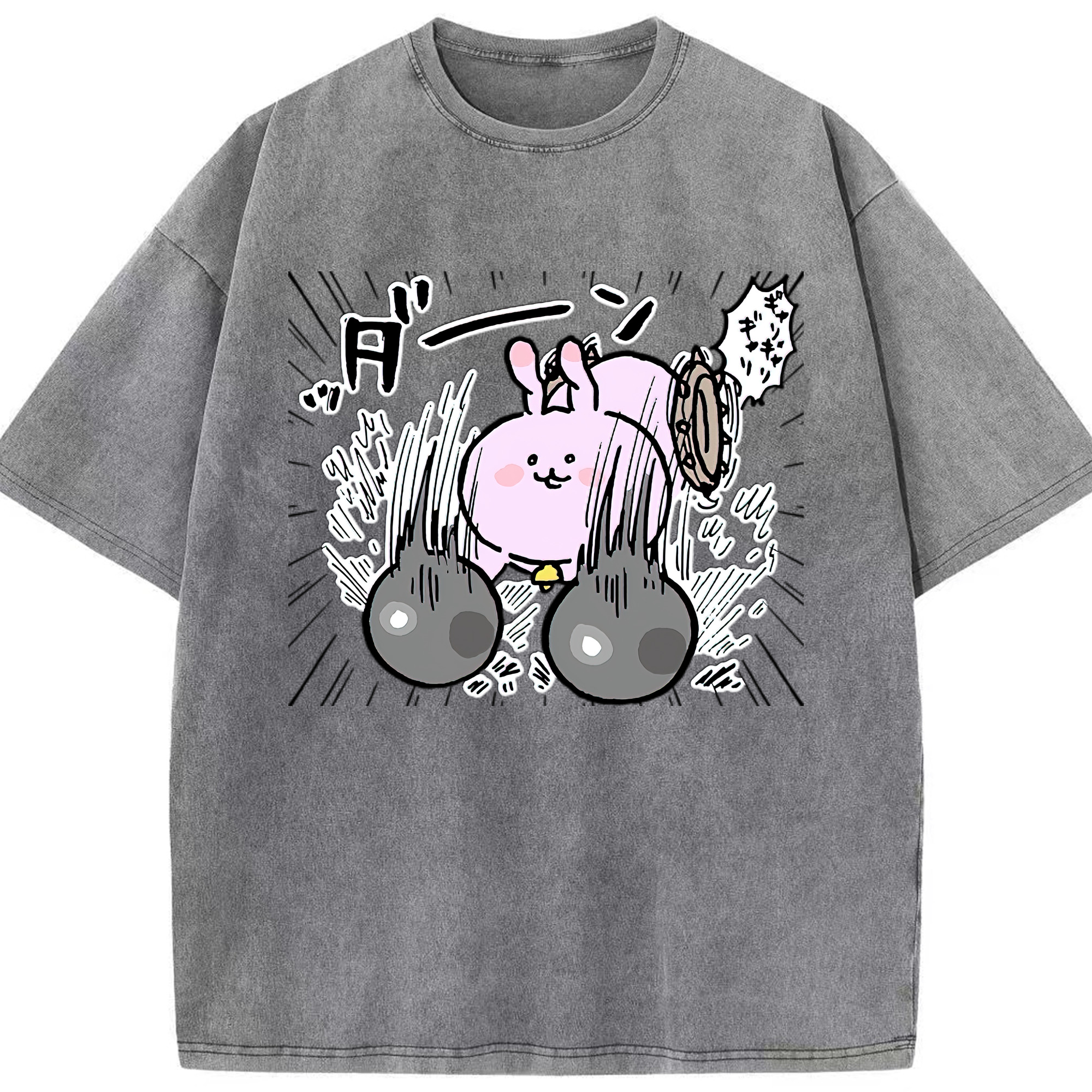 （画像用） ちいかわ うさぎ Chii-kawa usagi 綿100% ヴィンテージ風 半袖Tシャツ（フロントプリント）