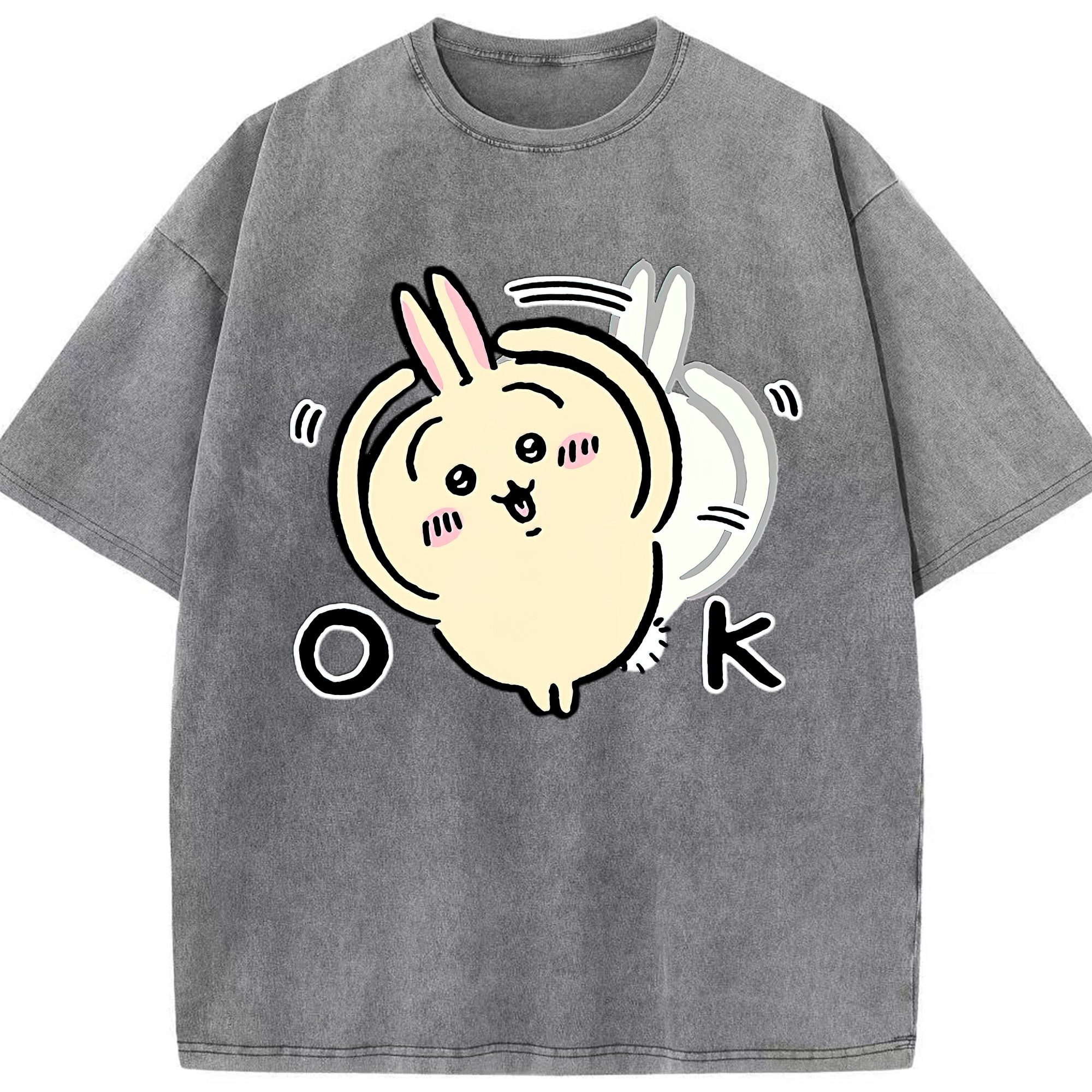 （画像用） ちいかわ うさぎ Chii-kawa usagi 綿100% ヴィンテージ風 半袖Tシャツ（フロントプリント）