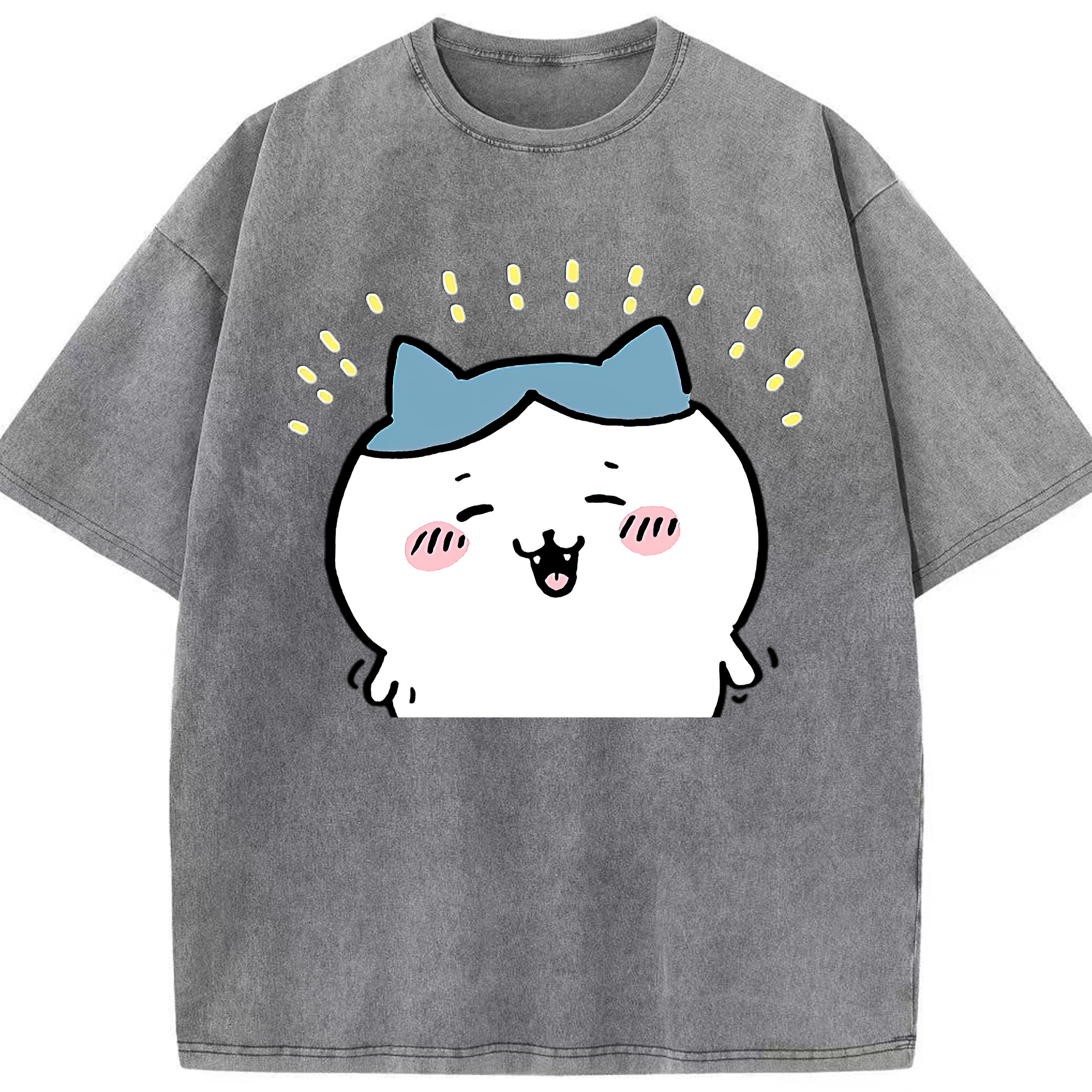 （画像用） ちいかわ ハチワレ Chii-kawa hachiware 綿100% ヴィンテージ風 半袖Tシャツ（フロントプリント）