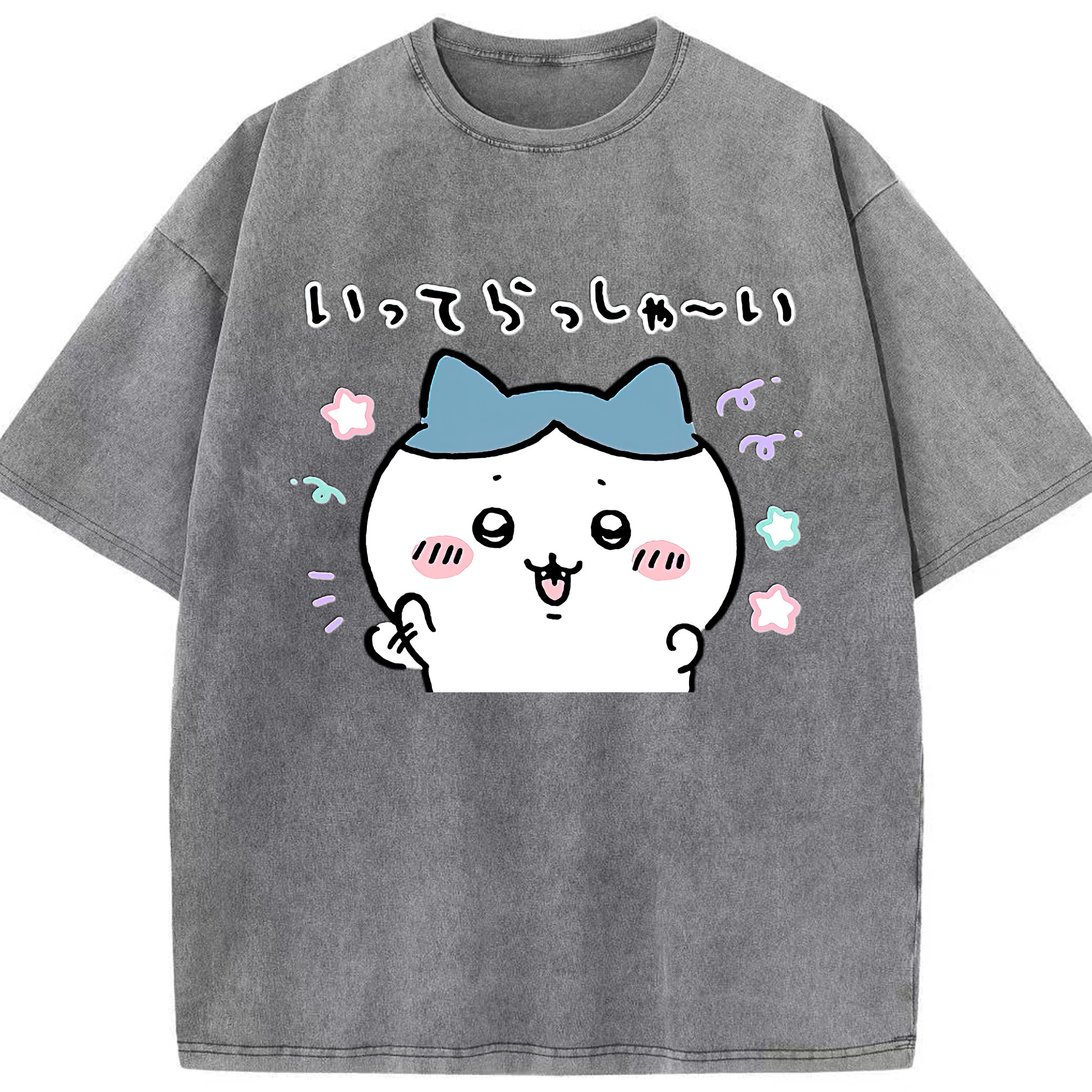 （画像用） ちいかわ ハチワレ Chii-kawa hachiware 綿100% ヴィンテージ風 半袖Tシャツ（フロントプリント）