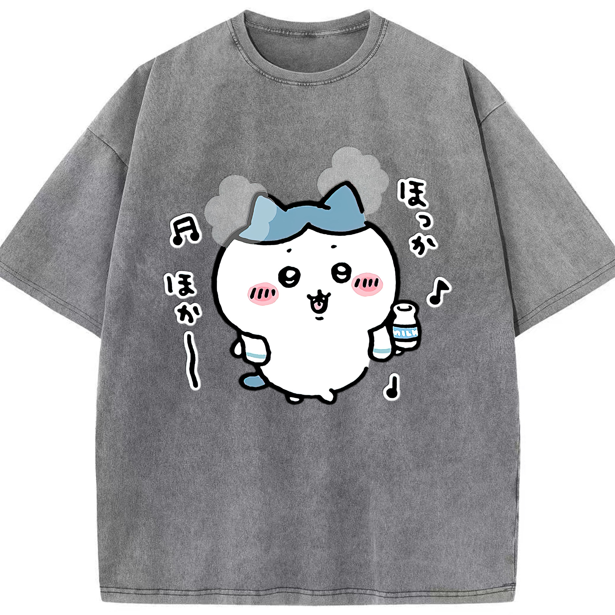 （画像用） ちいかわ ハチワレ Chii-kawa hachiware 綿100% ヴィンテージ風 半袖Tシャツ（フロントプリント）