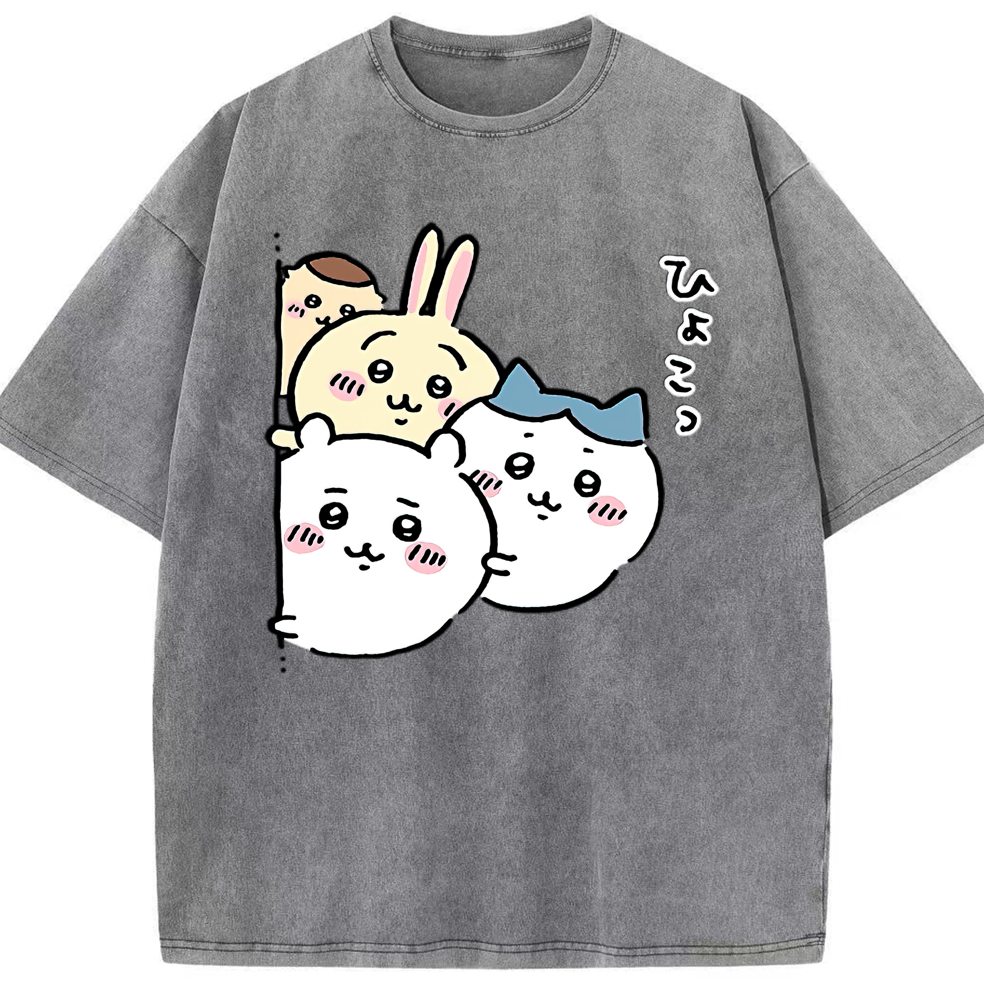 （画像用） ちいかわ ちいかわ Chii-kawa chiikawa 綿100% ヴィンテージ風 半袖Tシャツ（フロントプリント）