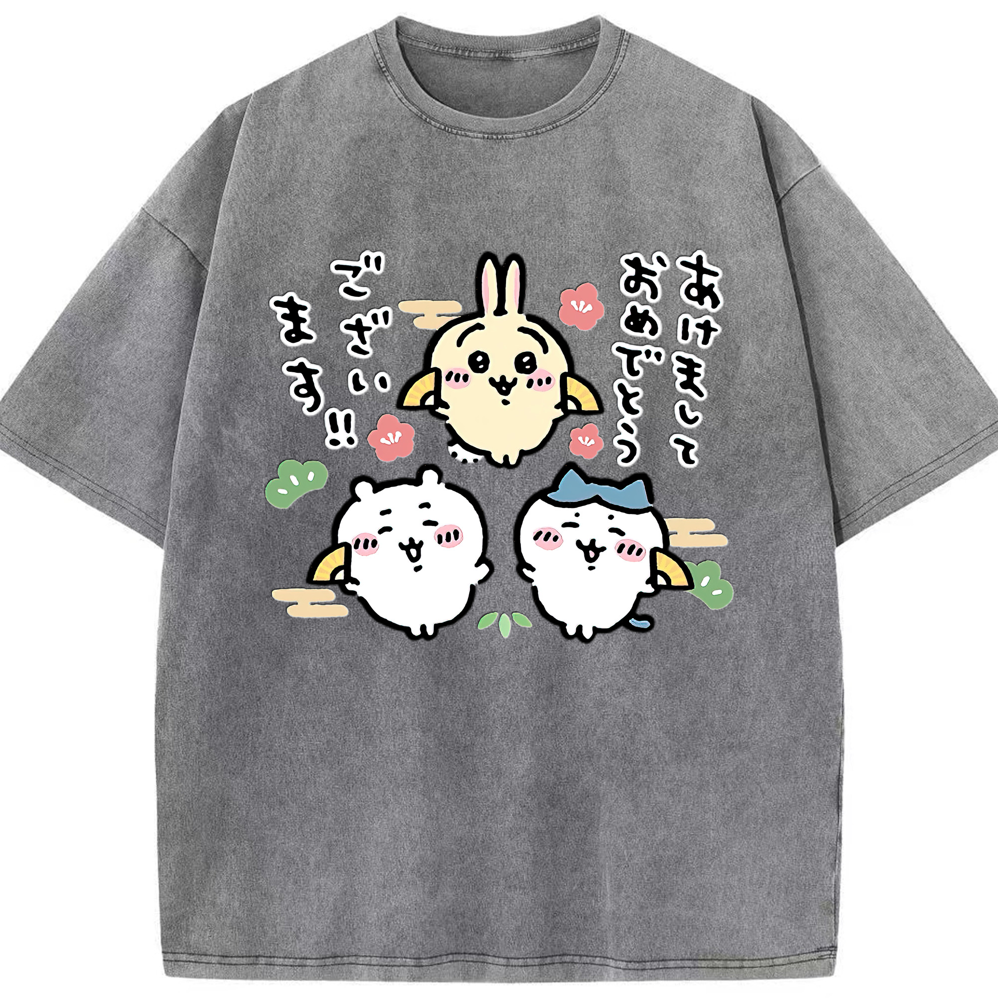 （画像用） ちいかわ ちいかわ Chii-kawa chiikawa 綿100% ヴィンテージ風 半袖Tシャツ（フロントプリント）