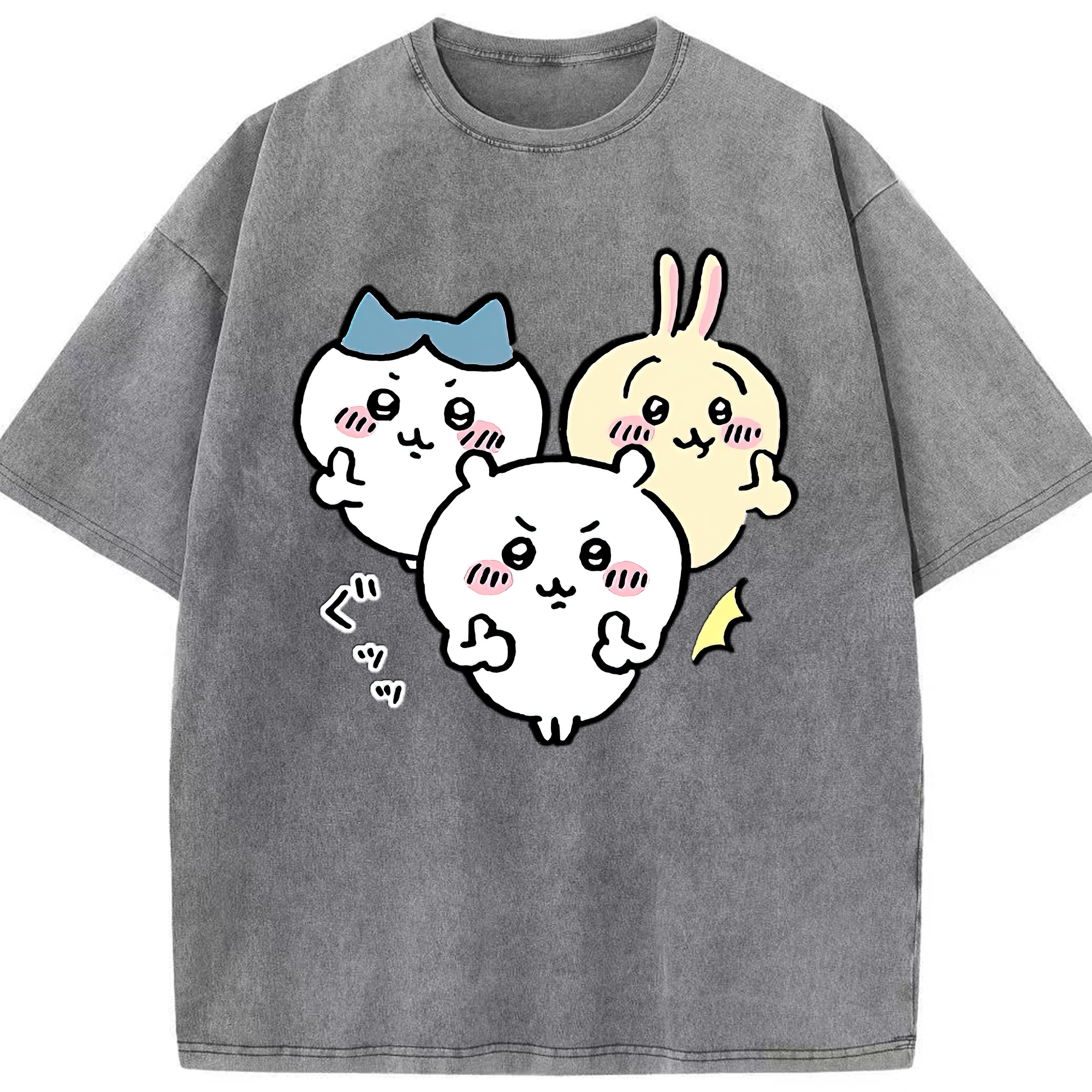 （画像用） ちいかわ うさぎ Chii-kawa usagi 綿100% ヴィンテージ風 半袖Tシャツ（フロントプリント）