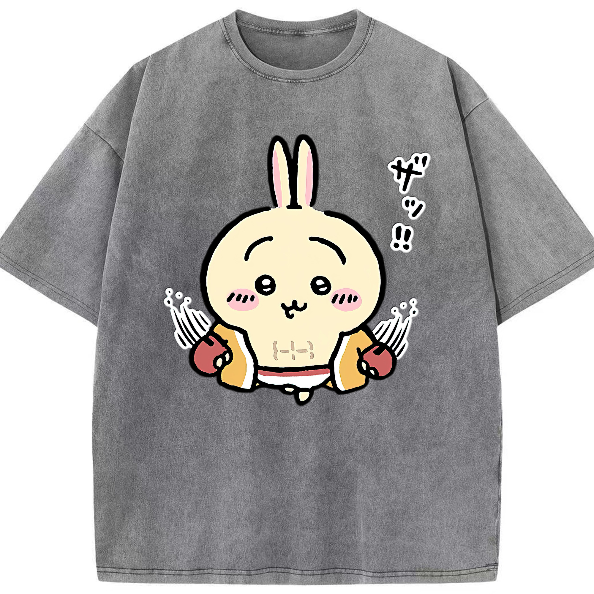 （画像用） ちいかわ うさぎ Chii-kawa usagi 綿100% ヴィンテージ風 半袖Tシャツ（フロントプリント）