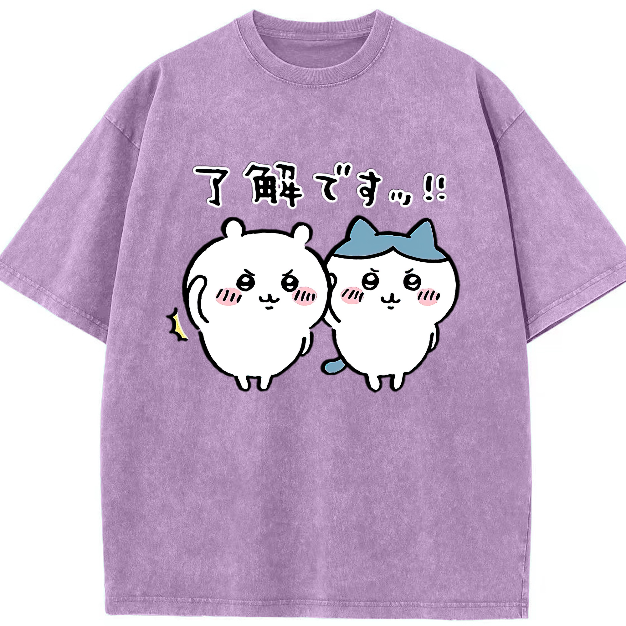 （画像用） ちいかわ ハチワレ Chii-kawa hachiware 綿100% ヴィンテージ風 半袖Tシャツ（フロントプリント）