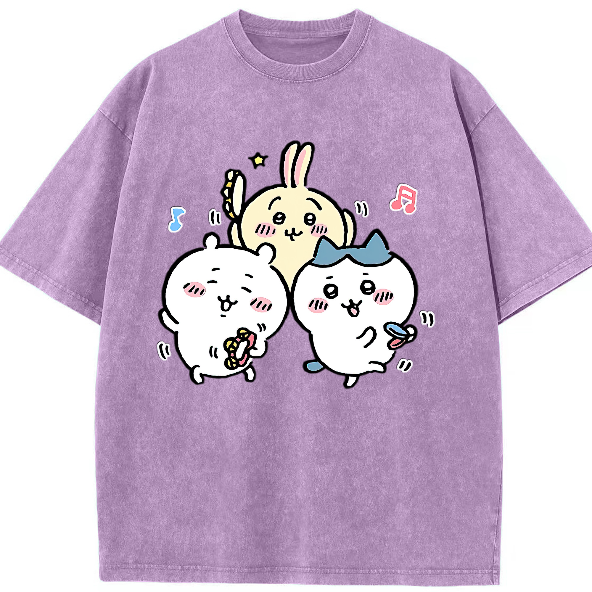 （画像用） ちいかわ ハチワレ Chii-kawa hachiware 綿100% ヴィンテージ風 半袖Tシャツ（フロントプリント）