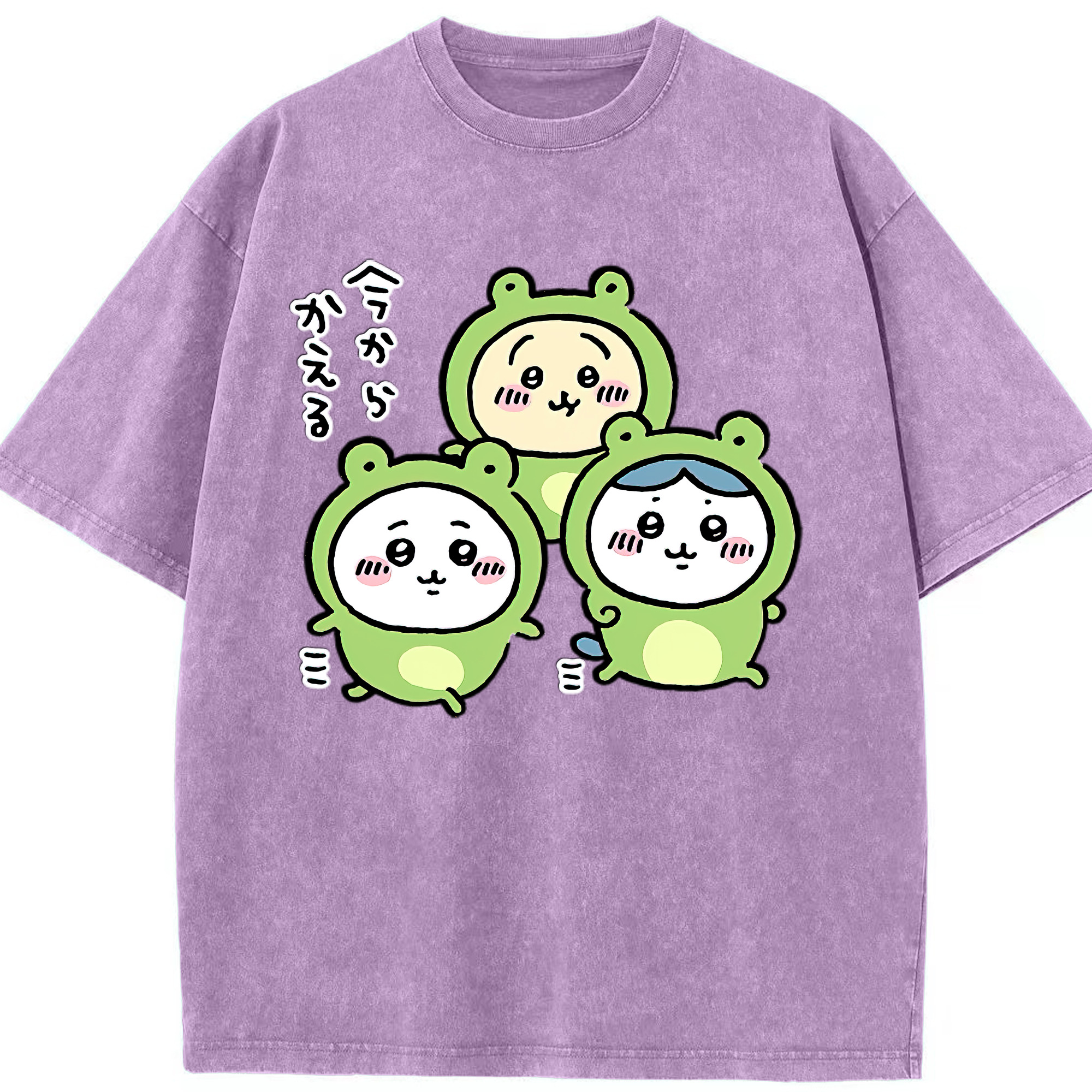 （画像用） ちいかわ ハチワレ Chii-kawa hachiware 綿100% ヴィンテージ風 半袖Tシャツ（フロントプリント）