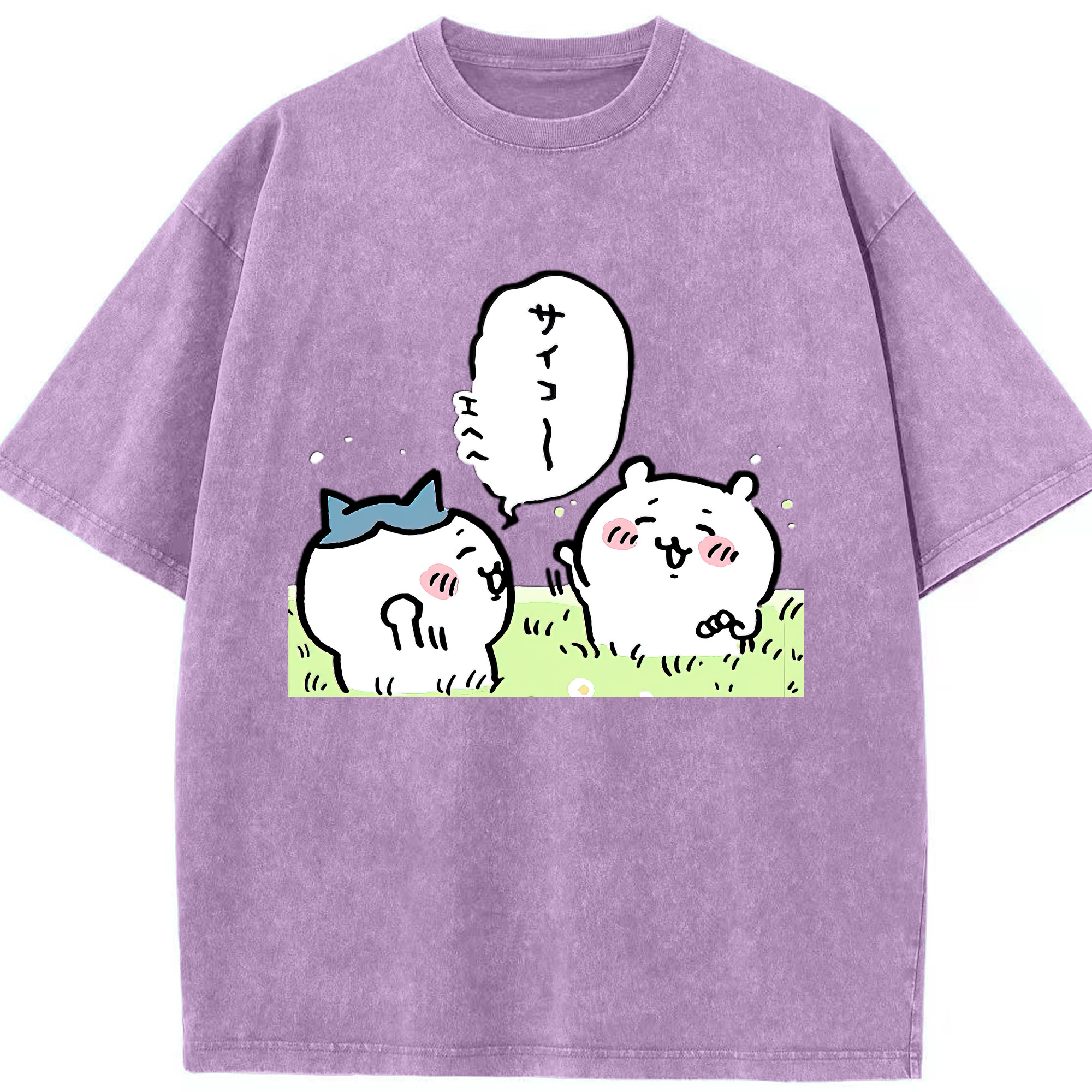 （画像用） ちいかわ ちいかわ Chii-kawa chiikawa 綿100% ヴィンテージ風 半袖Tシャツ（フロントプリント）