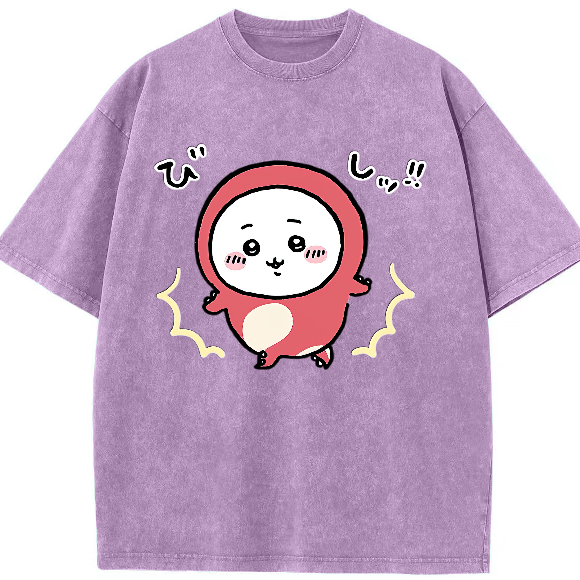 （画像用） ちいかわ ちいかわ Chii-kawa chiikawa 綿100% ヴィンテージ風 半袖Tシャツ（フロントプリント）