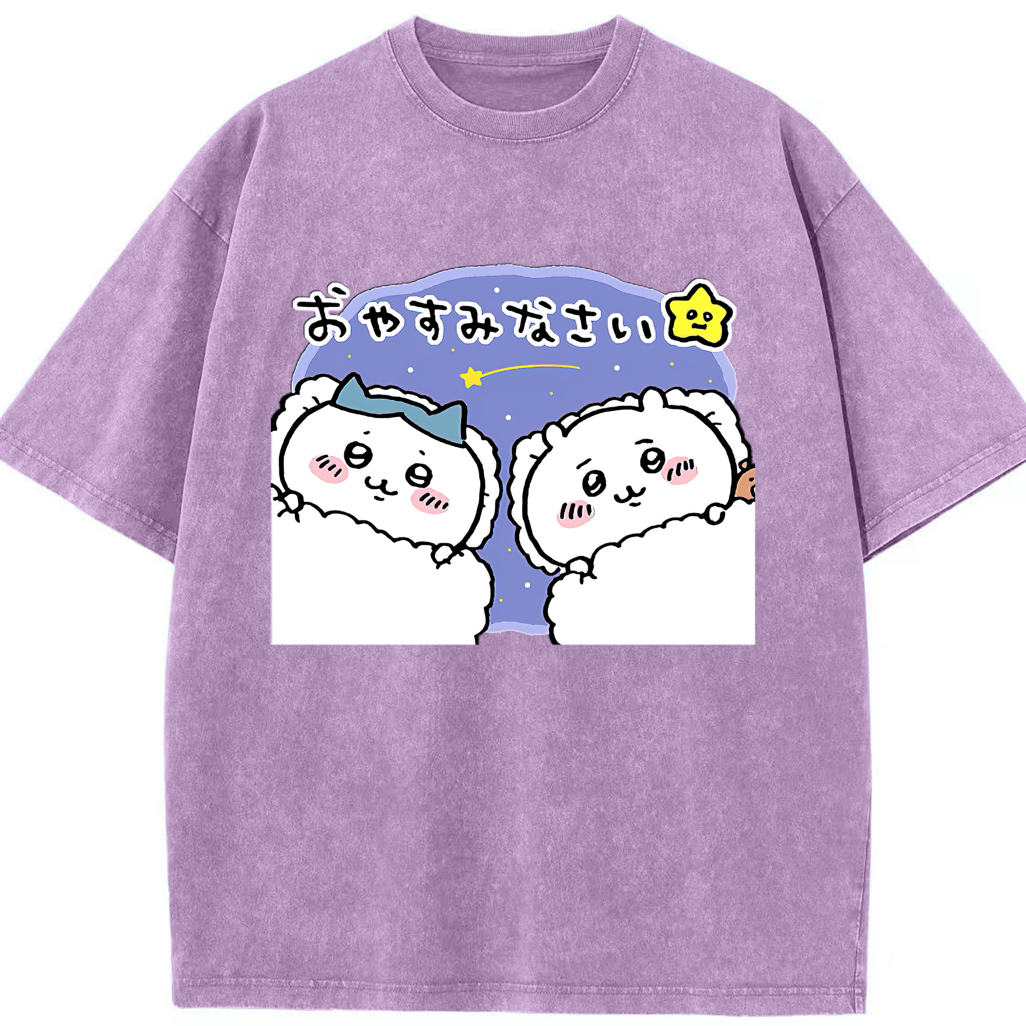 （画像用） ちいかわ ハチワレ Chii-kawa hachiware 綿100% ヴィンテージ風 半袖Tシャツ（フロントプリント）