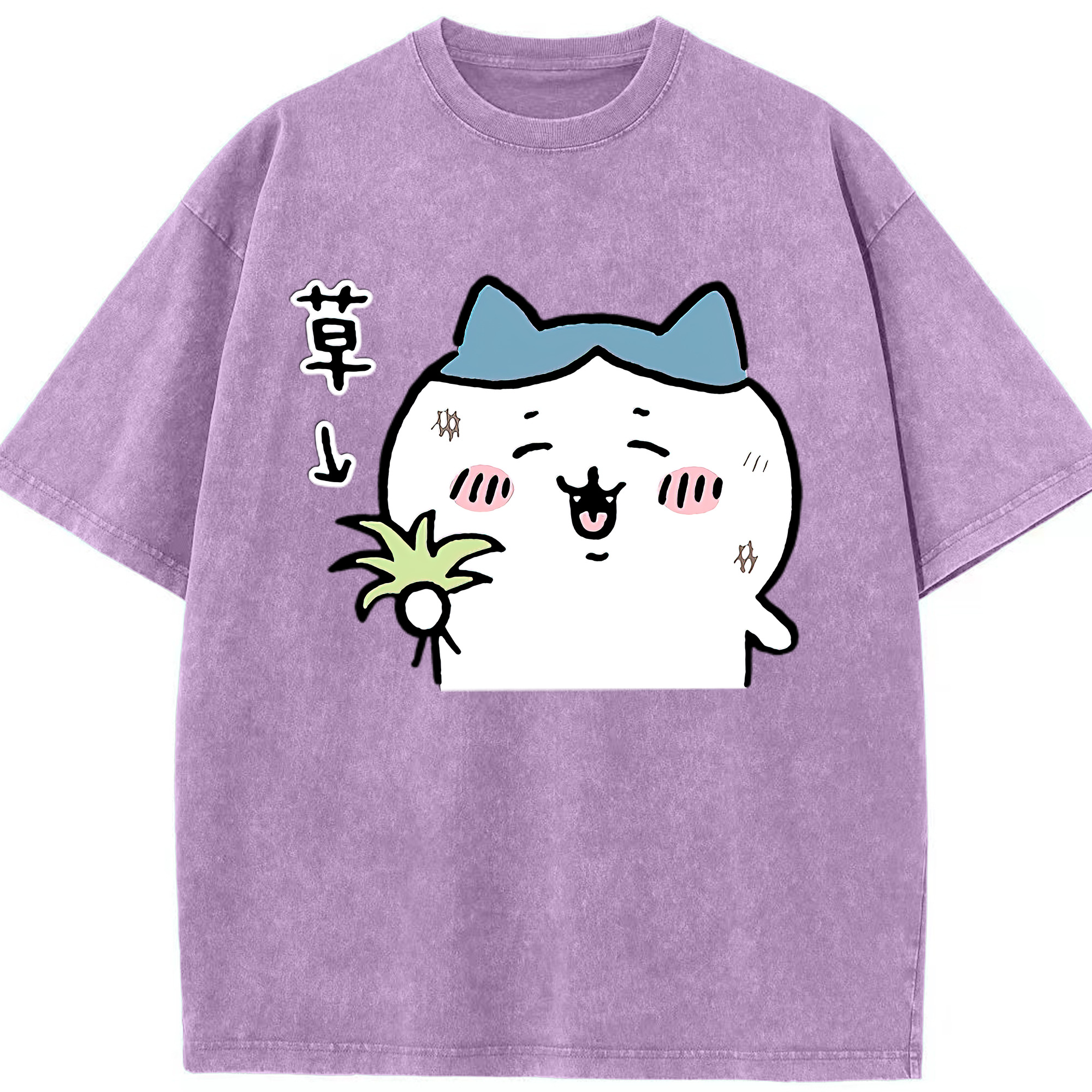 （画像用） ちいかわ ハチワレ Chii-kawa hachiware 綿100% ヴィンテージ風 半袖Tシャツ（フロントプリント）
