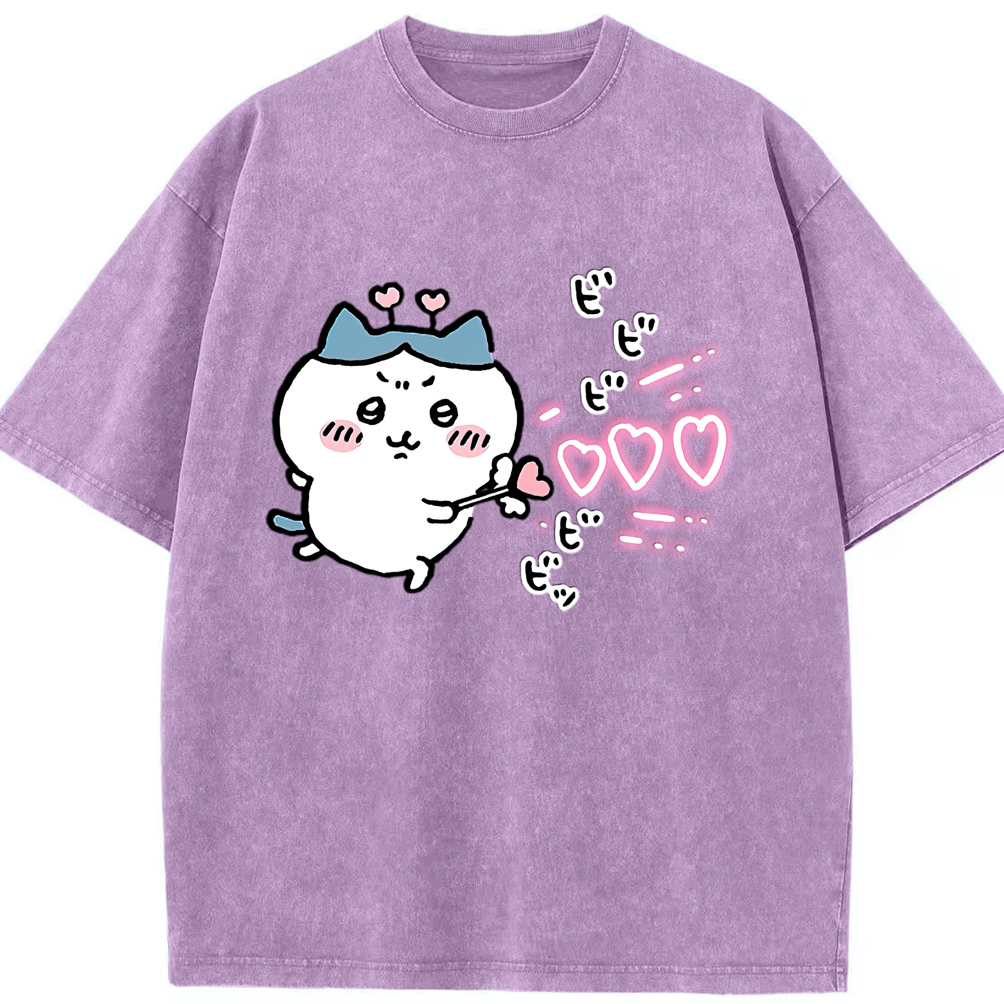 （画像用） ちいかわ ハチワレ Chii-kawa hachiware 綿100% ヴィンテージ風 半袖Tシャツ（フロントプリント）