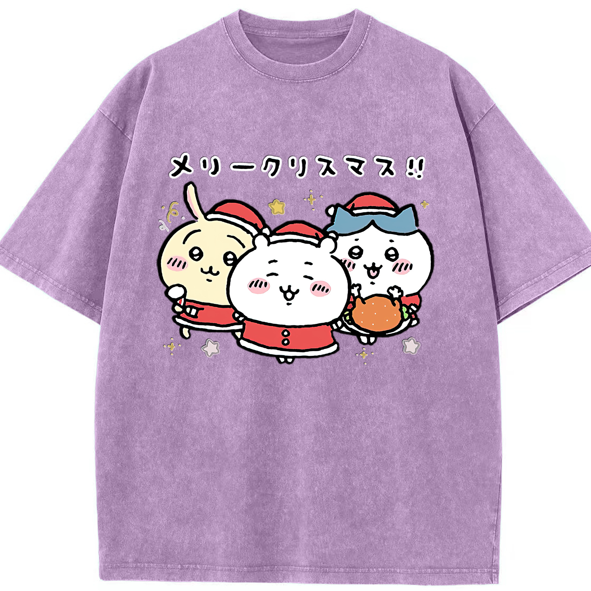 （画像用） ちいかわ ハチワレ Chii-kawa hachiware 綿100% ヴィンテージ風 半袖Tシャツ（フロントプリント）