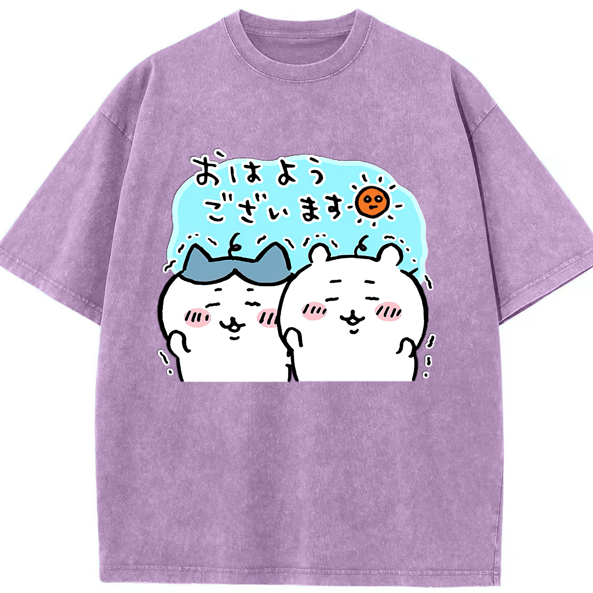（画像用） ちいかわ ハチワレ Chii-kawa hachiware 綿100% ヴィンテージ風 半袖Tシャツ（フロントプリント）